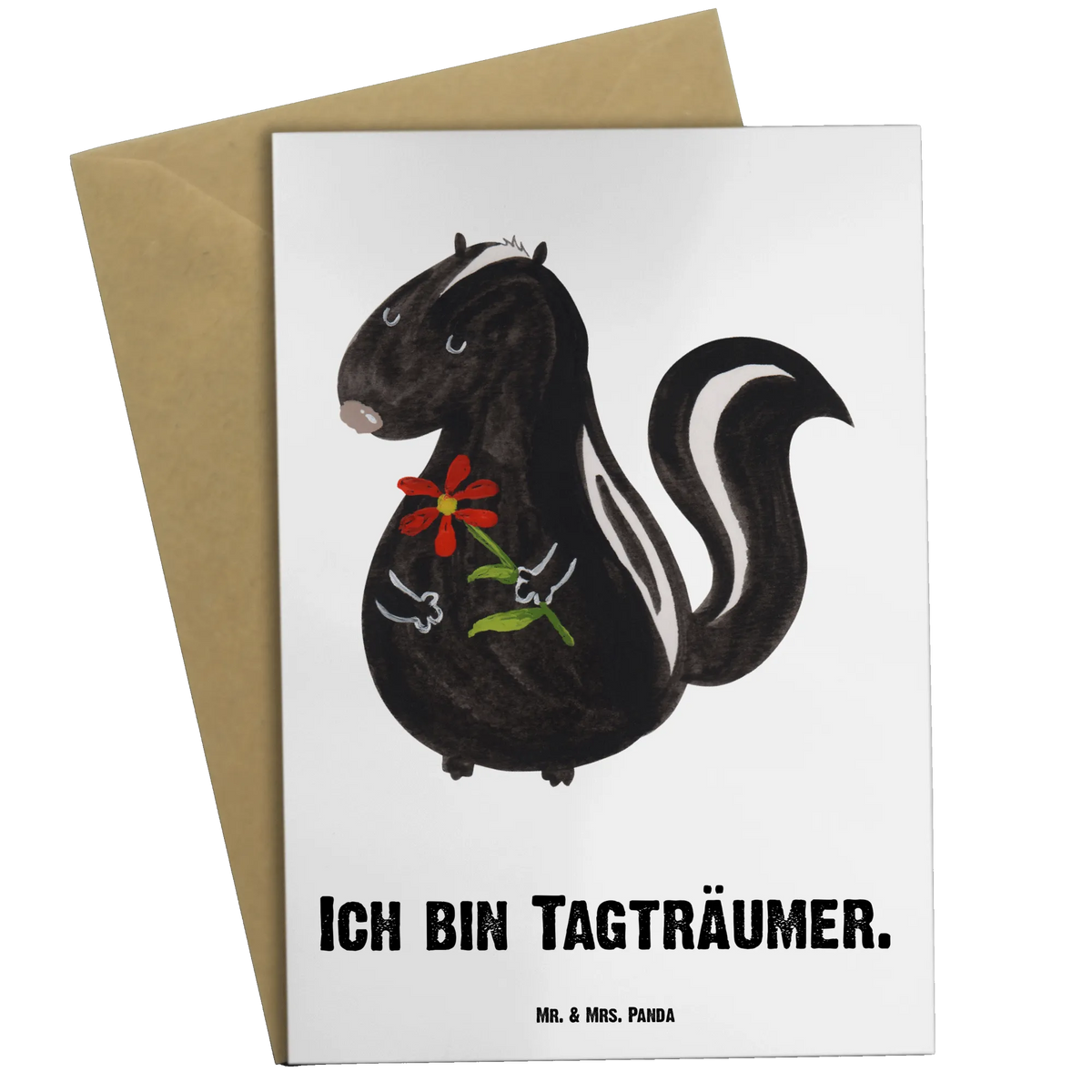 Personalisierte Grußkarte Stinktier Blume Grußkarten Personalisiert, individuelle grußkarte, Personalisierte Karte, grußkarte personalisiert, Grußkarte personalisierbar, Personalisierte Grußkarte, Personalisierte Klappkarte, Stinktier, Skunk, Tagträumer, Raubtier, Verträumt, Stinki, Dreams, Stinker, Träume, Wildtier