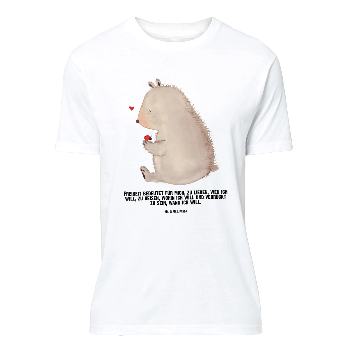 Personalisiertes T-Shirt Bär Marienkäfer T-Shirt Personalisiert, T-Shirt mit Namen, T-Shirt mit Aufruck, Bär, Teddybär, Teddy, Liebe, Freiheit, Motivation, Das Leben Ist schön, Marienkäfer
