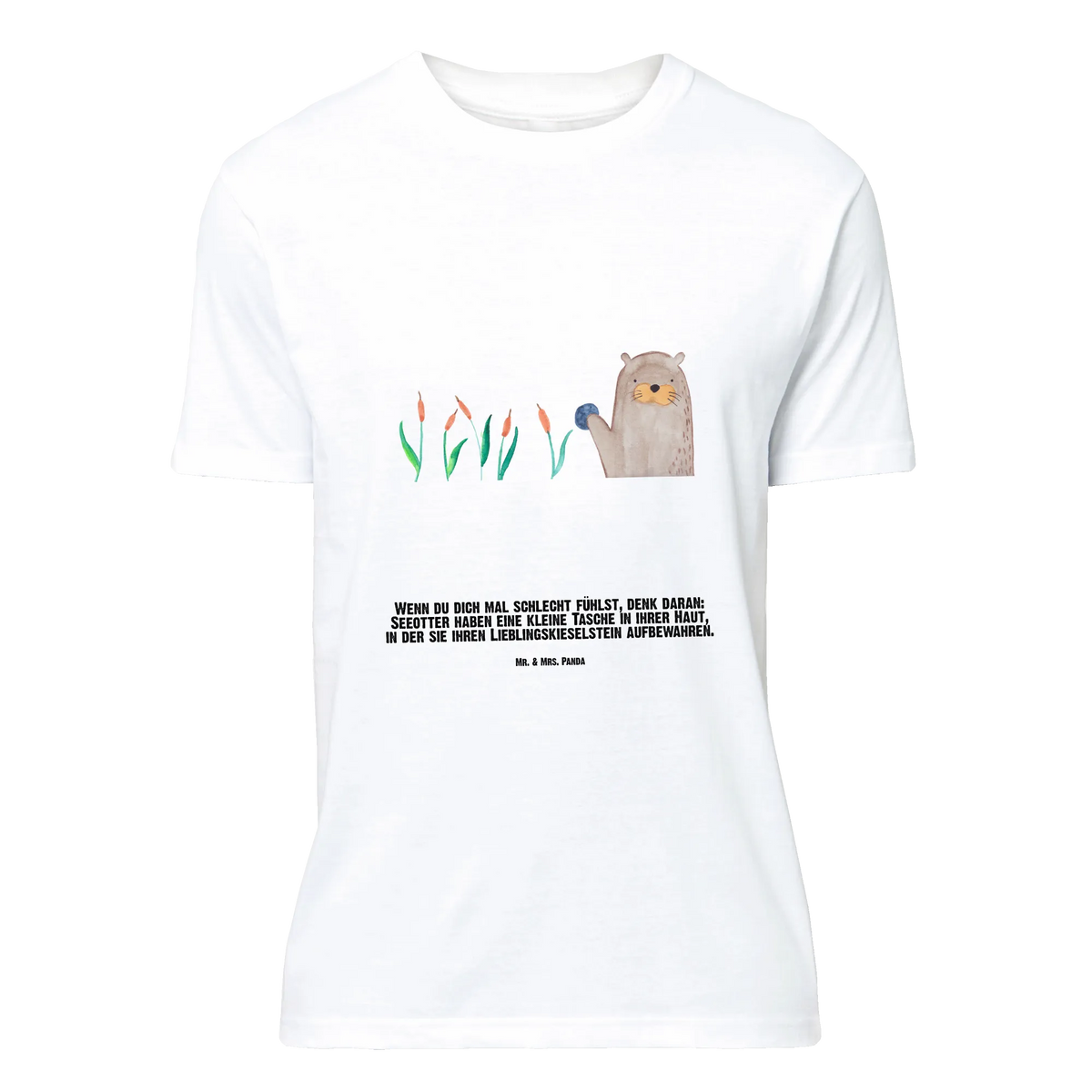 Personalisiertes T-Shirt Otter Stein T-Shirt mit Aufruck, T-Shirt Personalisiert, T-Shirt mit Namen, Fischotter, Otter, Seeotter, Otter Seeotter See Otter