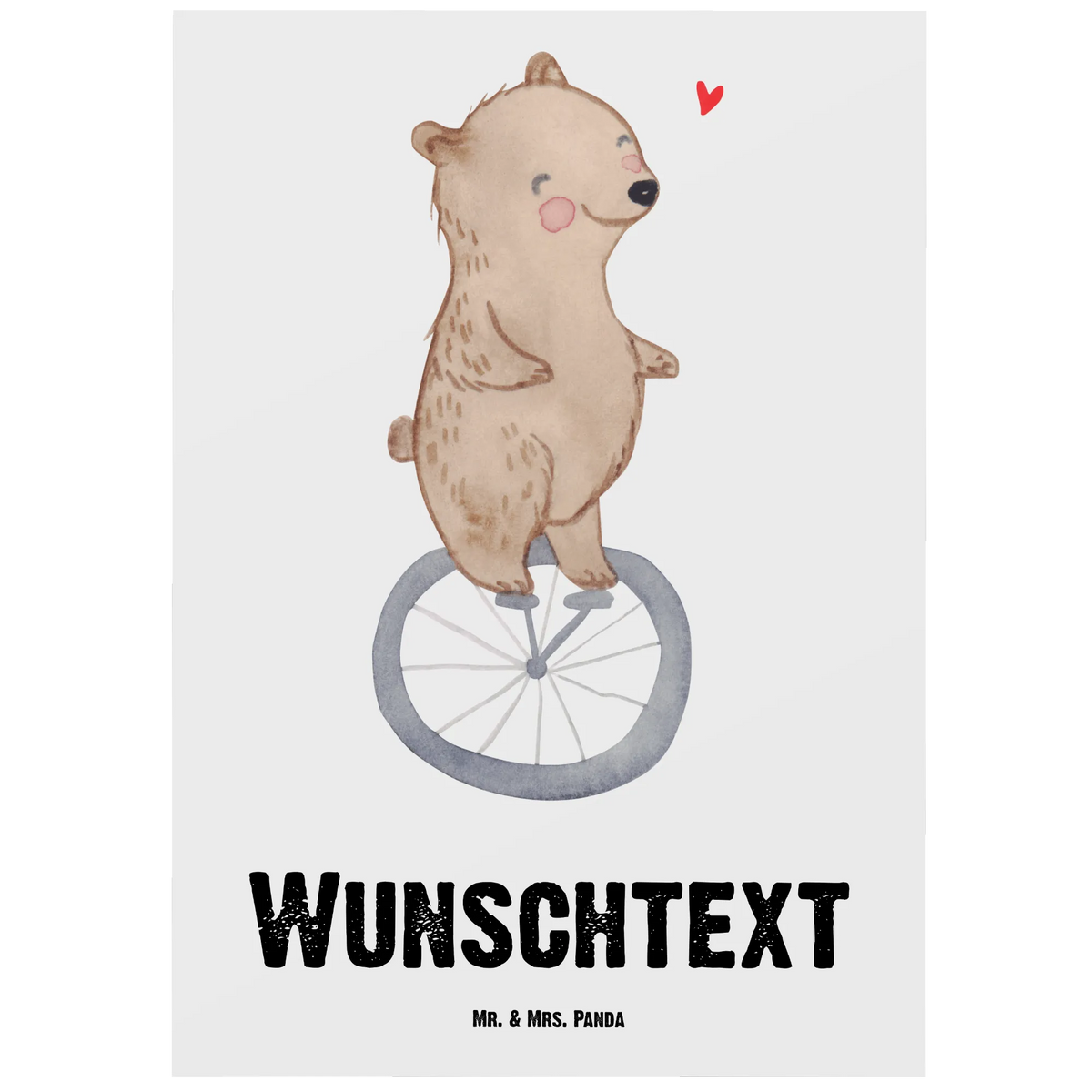 Personalised postcard bear ride a unicycle Gift, sport, hobby, giving, thank you, award, profit, athlete, ride a unicycle
