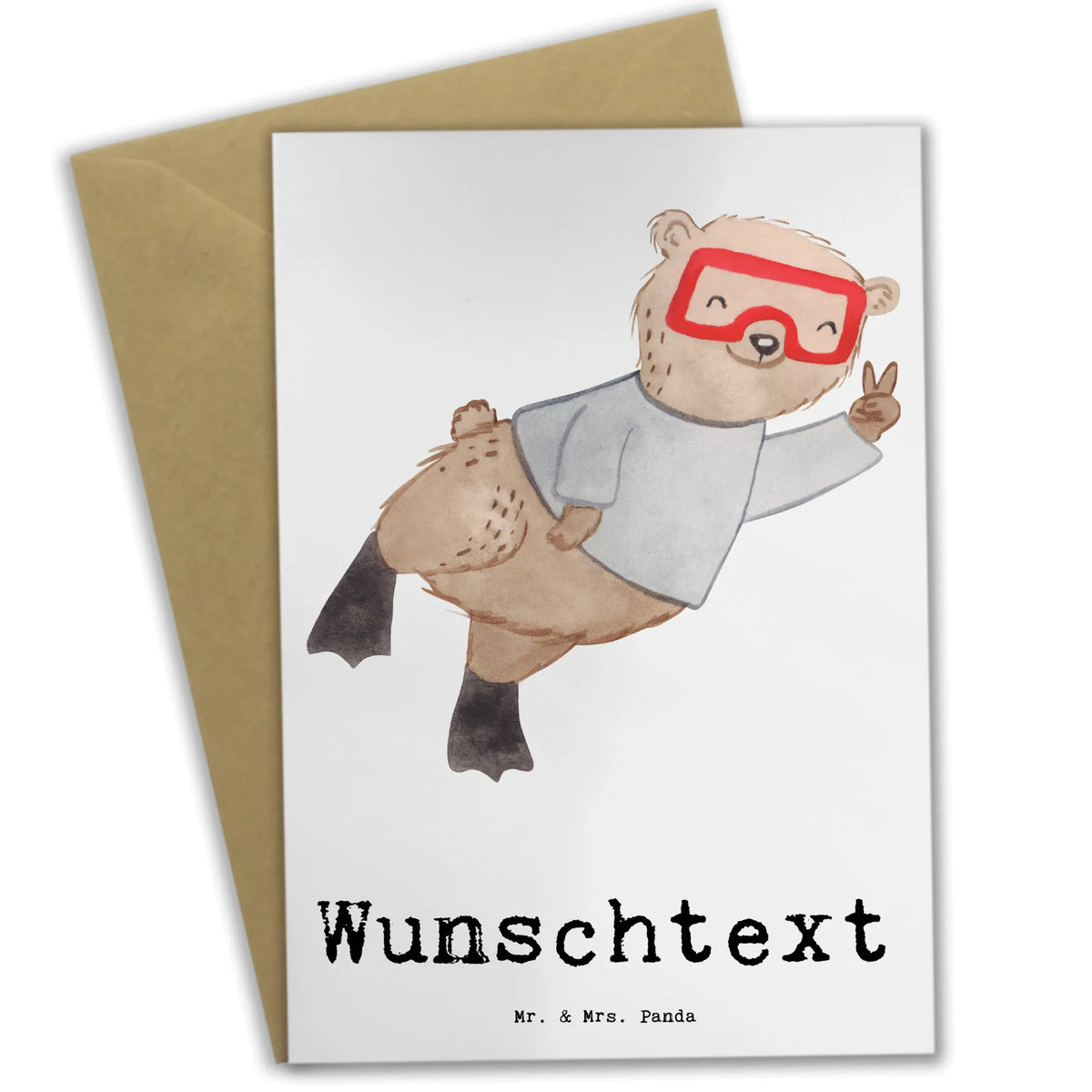 Personalisierte Grußkarte Bär Tauchen Personalisierte Klappkarte, Grußkarten Personalisiert, Personalisierte Grußkarte, grußkarte personalisiert, Grußkarte personalisierbar, individuelle grußkarte, Personalisierte Karte, Geschenk, Schenken, Sport, Sportart, Hobby, Danke, Dankeschön, Auszeichnung, Gewinn, Sportler, Diving, Tauchschule, Dive, Tauchgang, Tauchen, Schnorcheln