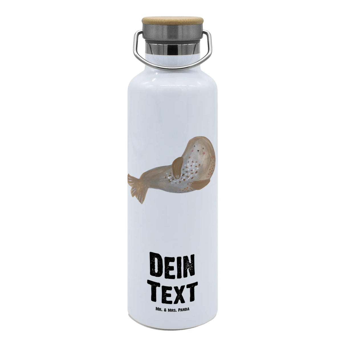 Personalised drinks bottle seal Laugh small animals, cute, funny, cute animal motives, hand drawn, small world, funny sayings, good mood, happy, gifts, gift ideas, special gifts, animal lover, card, Seal, Sea animal, Seals, Beach, North Sea, Baltic Sea