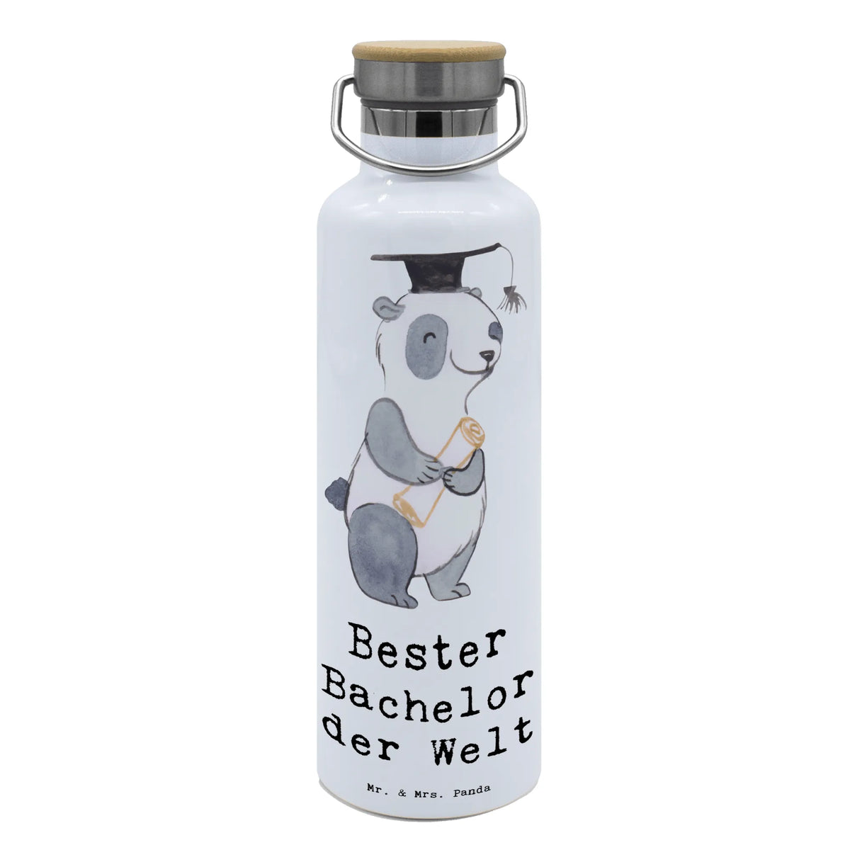 Trinkflasche Panda Bester Bachelor der Welt metallflasche, Vakuumflasche, thermobottle, große trinkflasche, getränkebehälter, thermos trinkflasche, wasser trinkflasche, metall trinkflasche, Wasserflasche, Trinkflasche Aus Edelstahl, Warmhalteflasche, Isolierte Trinkflasche, große wasserflasche, Trinkbehälter, Thermo-Trinkflasche, Trinkflasche, isolier trinkflasche, Trinkgefäß, feldflasche, Getränkeflasche, große thermosflasche, Edelstahlflasche, Thermosflasche, Geschenkidee, Geschenk, Schenken, Mitbringsel, Geburtstag, Geburtstagsgeschenk, für, Danke, Dankeschön, Bedanken, Freude machen, Geschenktipp, Hochschule, Alumni, Universität, Studium, Sohn, Student, Spaß, Musterschüler, Studenten, Lustig, Bachelor, Uni, Studienabschluss, Witzig, Abschluss