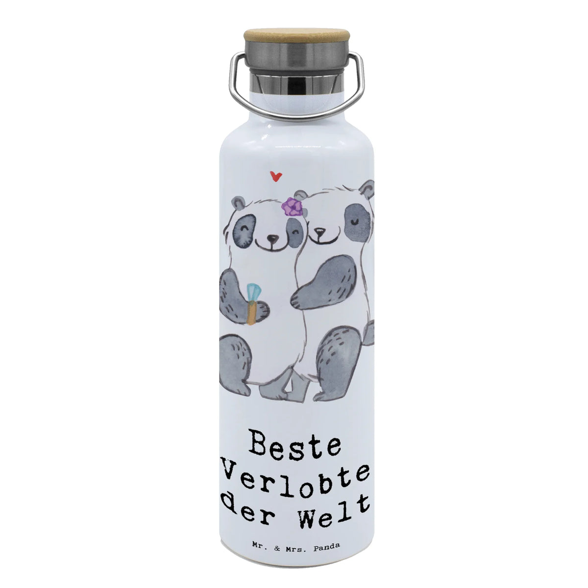 Trinkflasche Panda Beste Verlobte der Welt feldflasche, Thermosflasche, Trinkgefäß, Trinkflasche, getränkebehälter, große thermosflasche, wasser trinkflasche, Wasserflasche, Vakuumflasche, metallflasche, Isolierte Trinkflasche, metall trinkflasche, Trinkflasche Aus Edelstahl, Edelstahlflasche, isolier trinkflasche, große trinkflasche, Thermo-Trinkflasche, Getränkeflasche, Trinkbehälter, thermos trinkflasche, thermobottle, Warmhalteflasche, große wasserflasche, Geschenkidee, Geschenk, Schenken, Mitbringsel, Geburtstag, Geburtstagsgeschenk, für, Danke, Dankeschön, Bedanken, Freude machen, Geschenktipp, Hochzeit, Frau, Zukünftige, Traumfrau, Ehefrau, Verloben, Freundin, Verlobung, Verlobte, Ehe