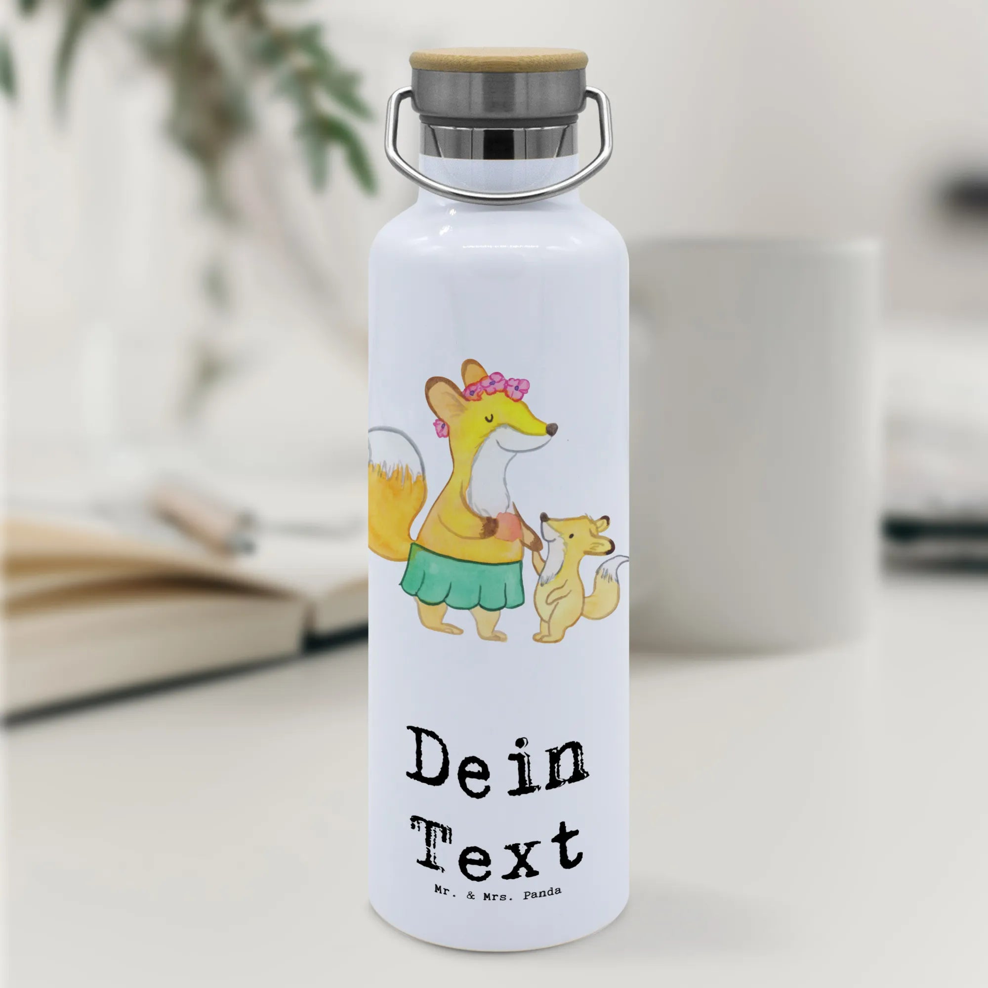Personalizowana butelka na wodę lis Najlepsza Mama na świecie dla, Dziękuję, Prezent, Wręczyć, Urodziny, Prezent urodzinowy, Pomysł na prezent, Podziękować, Upominek, Sprawić radość, Tip na prezent