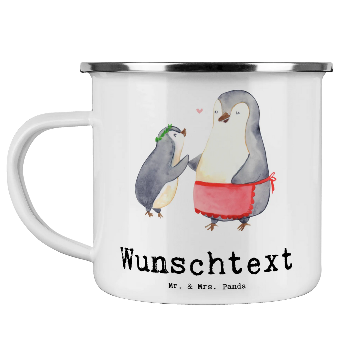 Personalised enamel cup penguin Best mom in the world for, thank you, gift, giving, birthday, birthday present, gift idea, souvenir, make you happy, gift tip, Best Mom, Super Mom, Mutti, Thank You, Mother, Mommy, Ma, Son, Best, Mama, Daughter, Mother's Day
