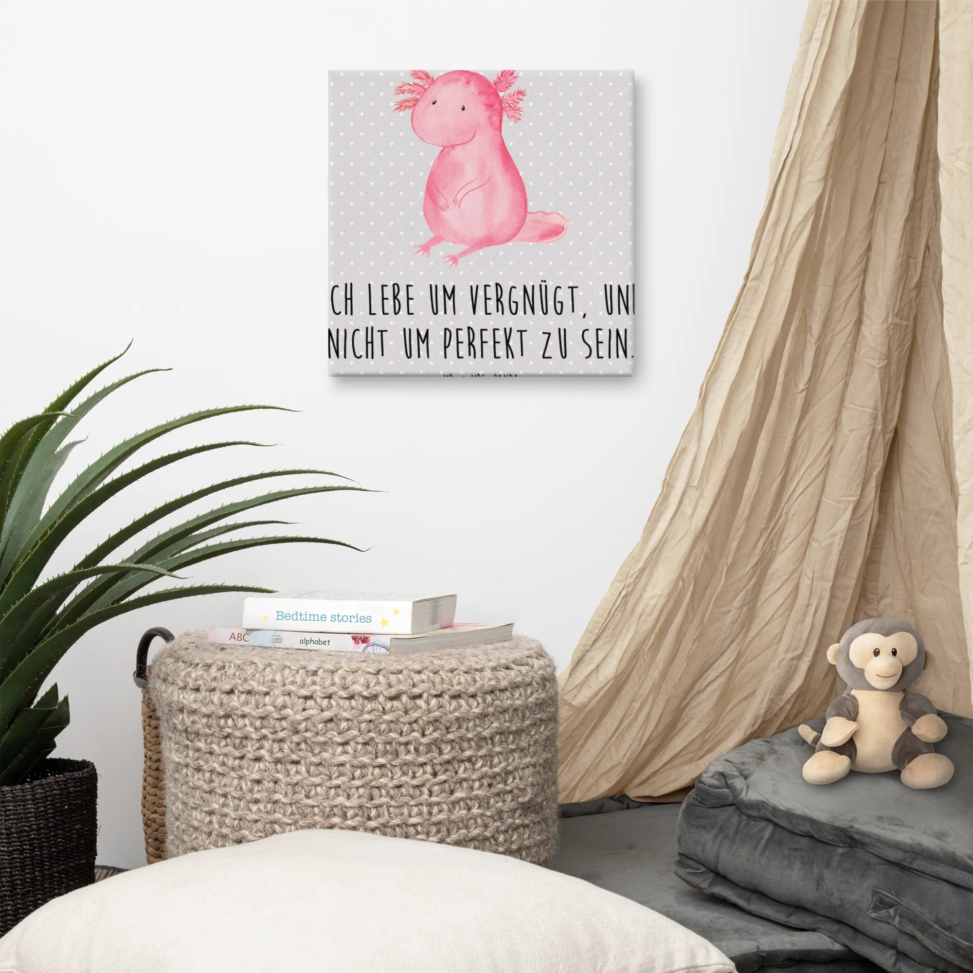 Leinwand Bild Axolotl Niedlich Leinwand, Kunstdruck, Molch, Axolotl, Axolot, Liebe, Lebensweisheit, Fröhlich, Lebensstil, Freundin, Weisheit, Vergnügt, Zufrieden