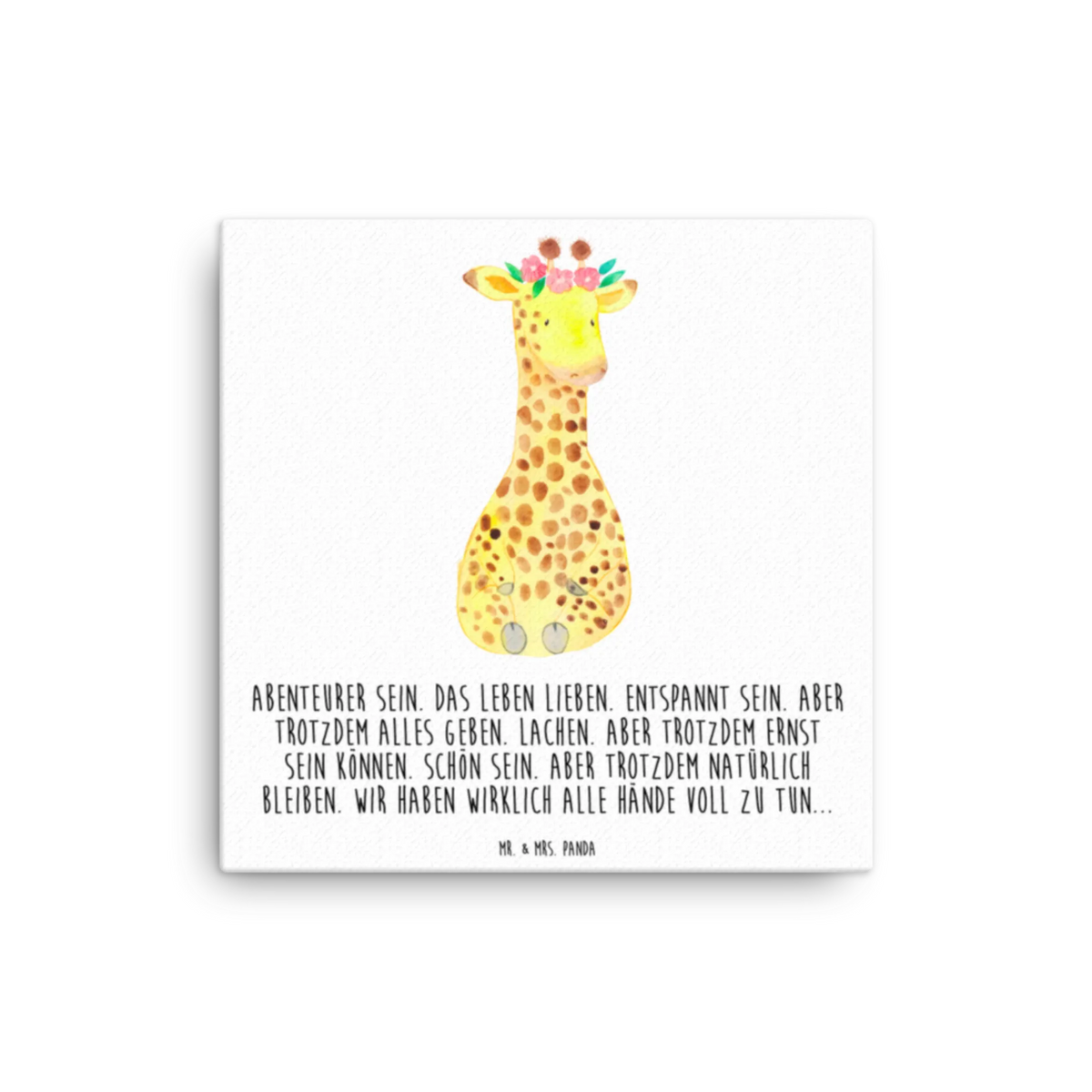 Leinwand Bild Giraffe Blumenkranz Leinwand, Kunstdruck, Afrika, Wildtiere, Abenteurer, Selbstliebe, Freundin, Blumenkranz, Giraffe