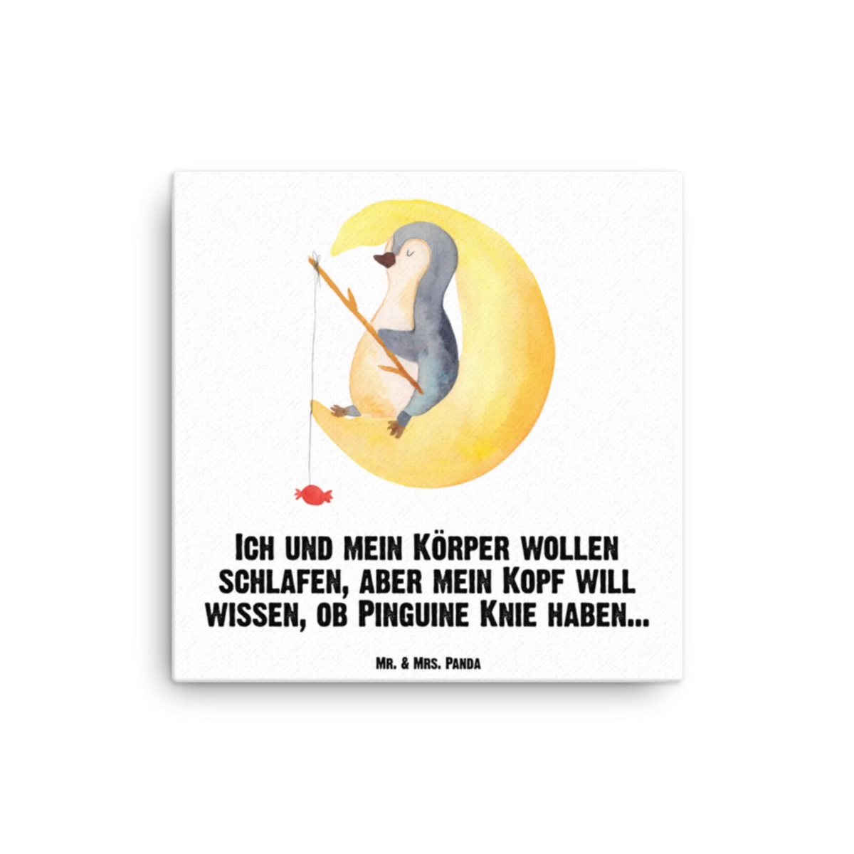 Leinwand Bild Pinguin Mond Leinwand, Kunstdruck, Pinguin, Nachtruhe, Gästezimmer, Schlafzimmer, Einschlafen, schlafen, Schlafstörungen, Pinguine, Spruch