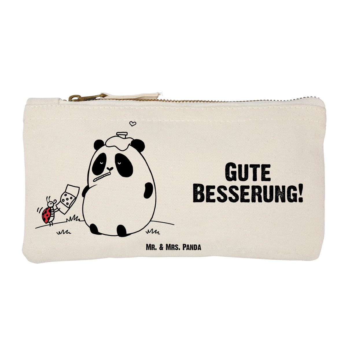 Schminktasche Panda Gute Besserung Beauty Bag, Täschchen, Schminktasche, toiletry bag, Stiftemäppchen, aufbewahrungstasche, Federtasche, Schulmäppchen, Kulturtasche, Make-Up Tasche, Waschtasche, Waschbeutel, Pinseltasche, utensilientasche, Baumwolltasche, Schminkbeutel, Kulturbeutel, kosmetiktäschchen, pencil case, Federmappe, Schlampermäppchen, Stifteetui, Etui, Baumwollbeutel, Kosmetikbeutel, beauty tasche, Stoffbeutel, Mäppchen, Stofftasche, Schminktäschchen, Pouch, beauty case, Schlamper, Kosmetiktasche, aufbewahrungsbeutel