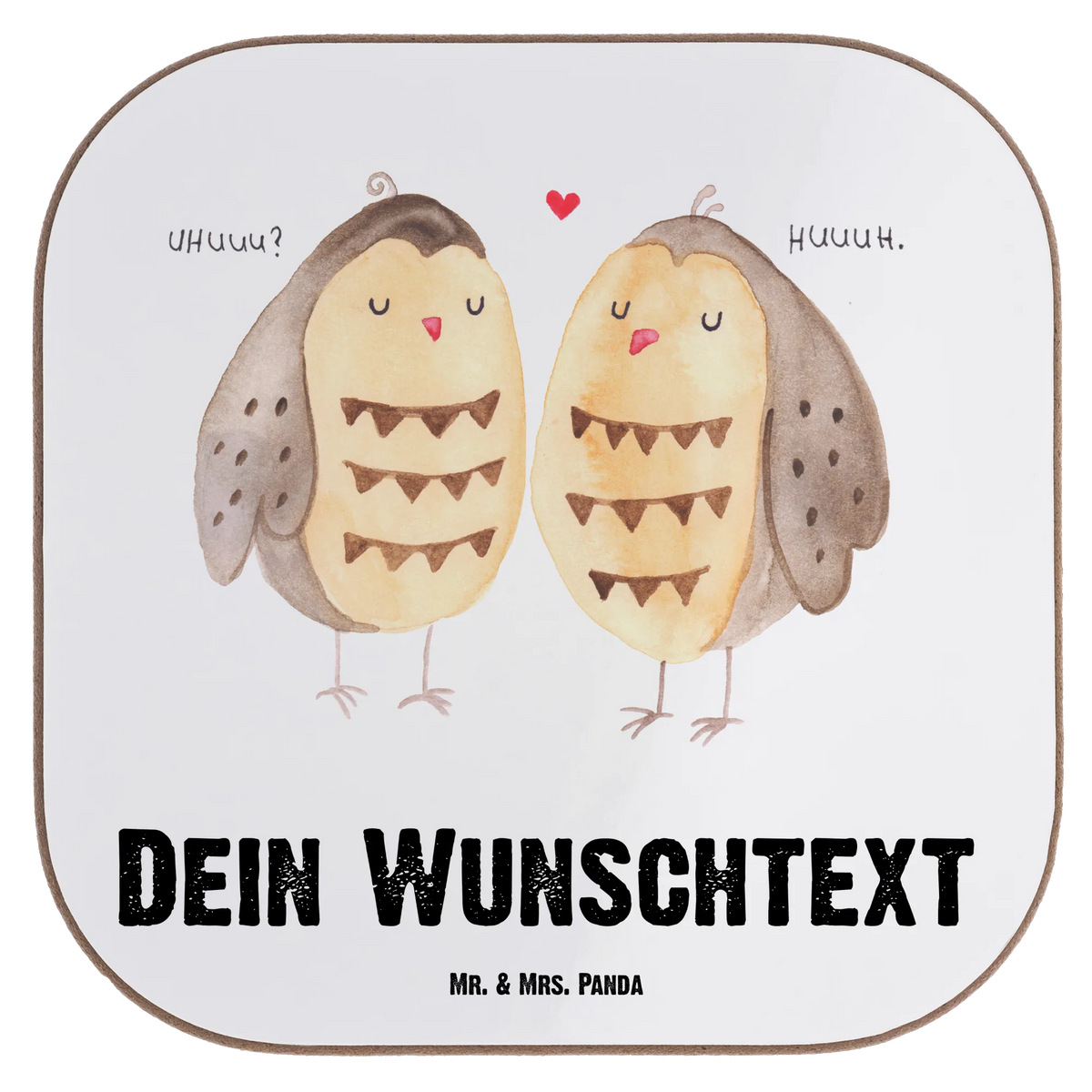 Personalised coaster owls Love gift ideas, birthday present, forest animal, bird, nocturnal, illustrated, romantic gift, owl decor, Friend, Girlfriend gift, Owl decoration, Wedding saying, Love saying, Pun funny