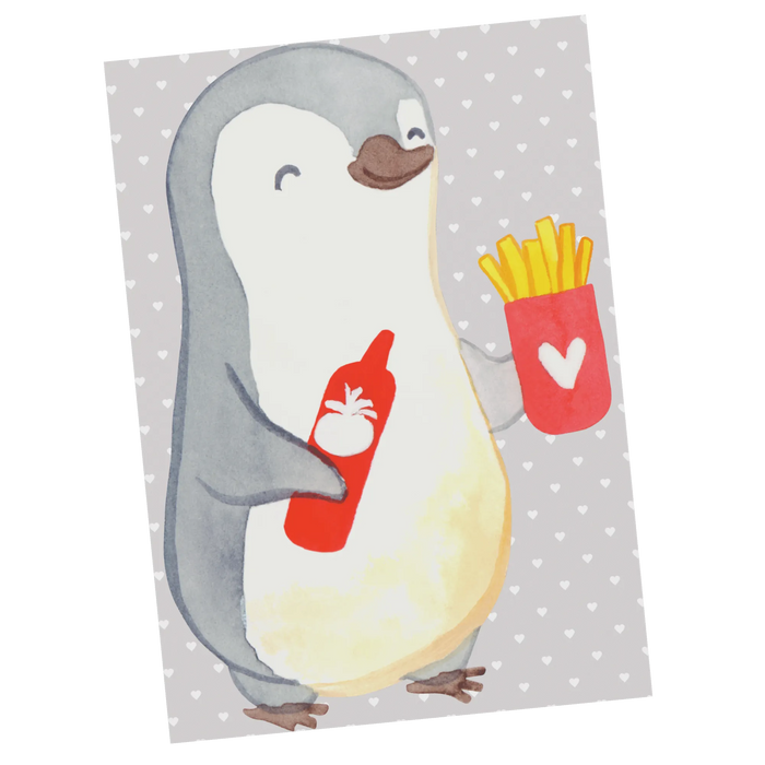 Postcard penguin French fries