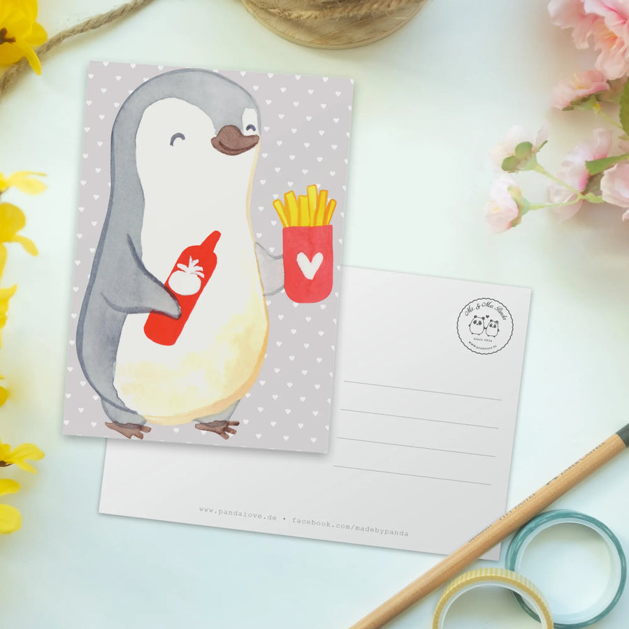 Postkarte Pinguin Pommes