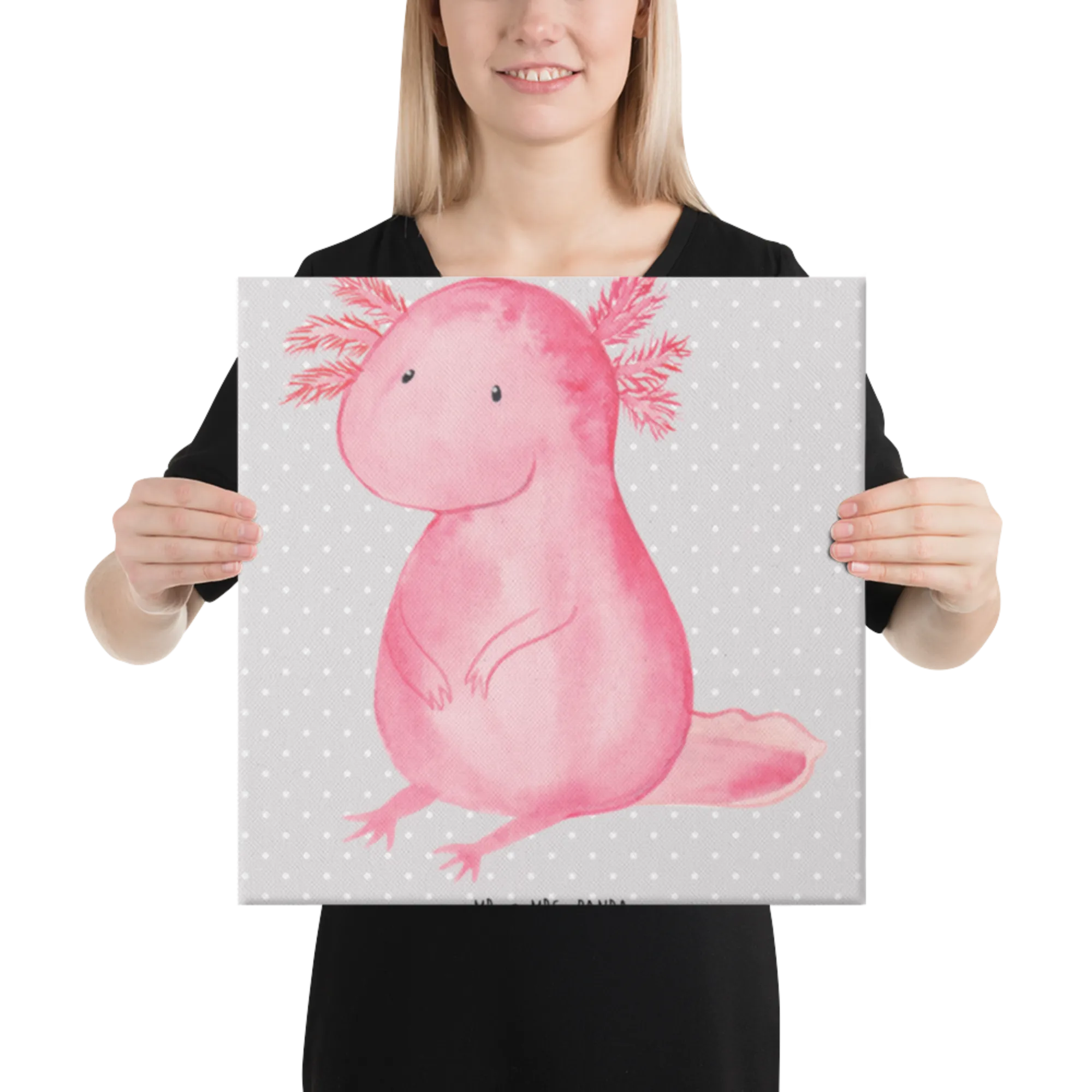 Leinwand Bild Axolotl Niedlich Leinwand, Kunstdruck, Molch, Axolotl, Axolot, Liebe, Lebensweisheit, Fröhlich, Lebensstil, Freundin, Weisheit, Vergnügt, Zufrieden