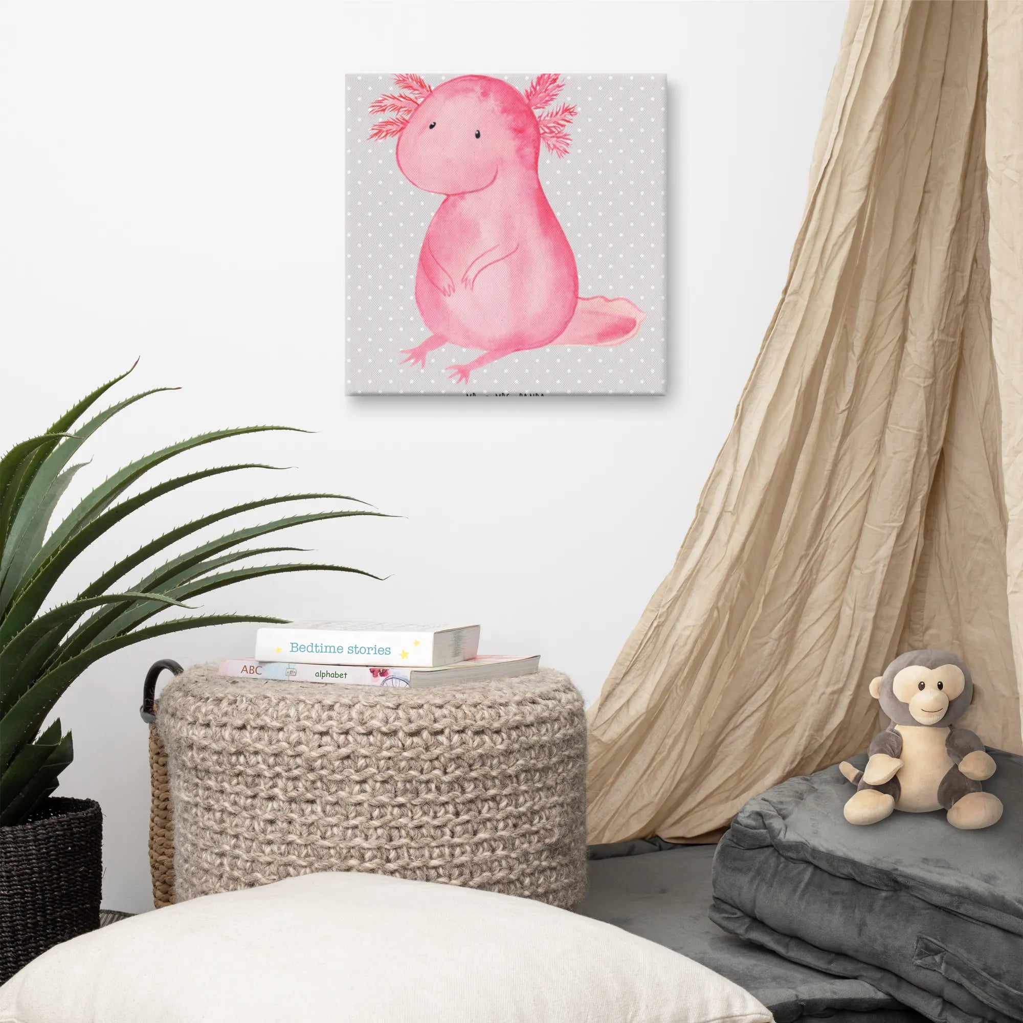 Leinwand Bild Axolotl Niedlich Leinwand, Kunstdruck, Molch, Axolotl, Axolot, Liebe, Lebensweisheit, Fröhlich, Lebensstil, Freundin, Weisheit, Vergnügt, Zufrieden