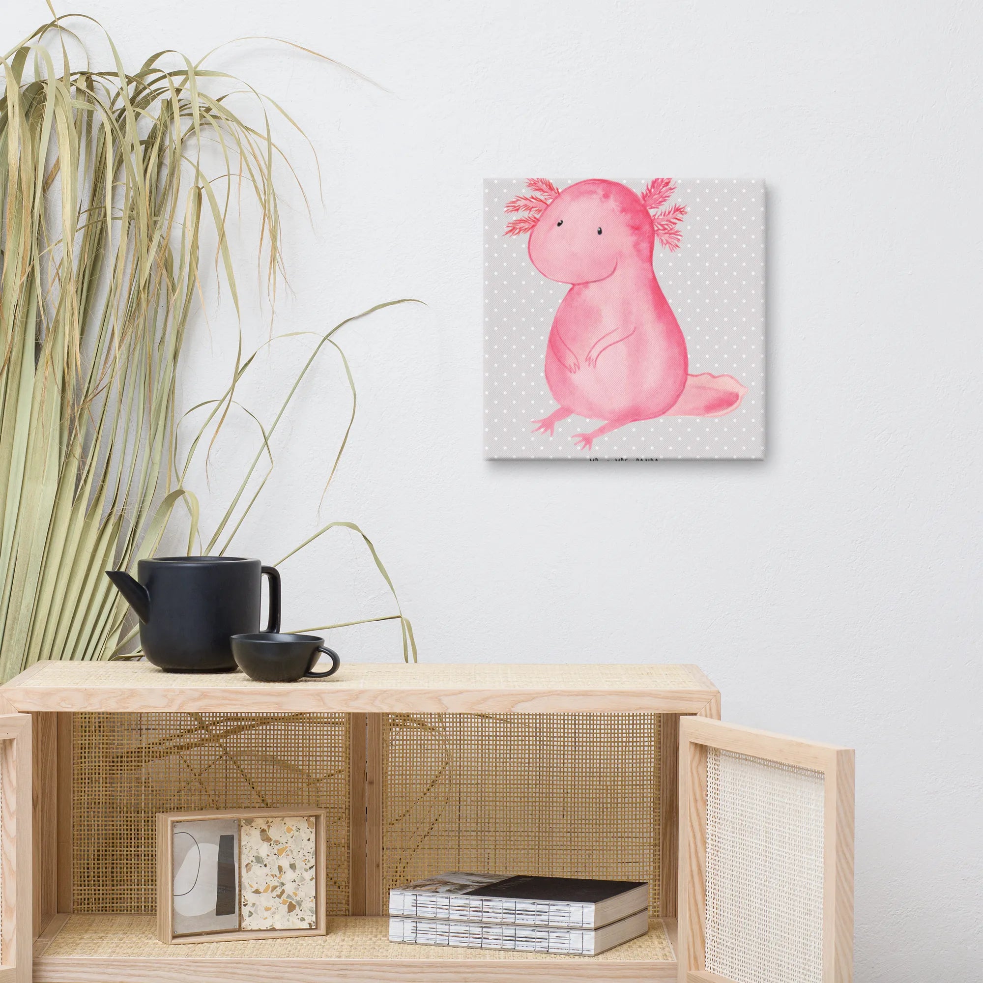 Leinwand Bild Axolotl Niedlich Leinwand, Kunstdruck, Molch, Axolotl, Axolot, Liebe, Lebensweisheit, Fröhlich, Lebensstil, Freundin, Weisheit, Vergnügt, Zufrieden