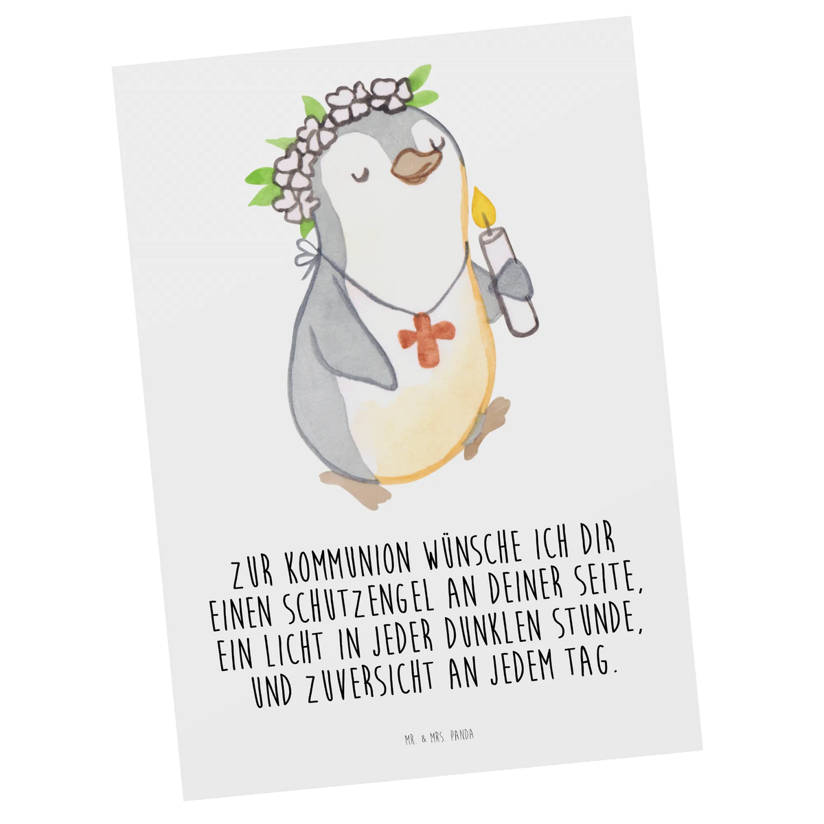 Postkarte Pinguin Kommunion Mädchen Motivkarte, Grußkarte, bildkarte, Postkarten, Kunstkarten, spruchkarte, Fotokarte, Ansichtskarte, Ansichtskarten, Designkarte, Postkarte, einzelkarte, kunstkarte, Konfirmation, Jugendweihe, Konfirmation Geschenk, Kommunion, Alles Gute, Gott, Gläubig