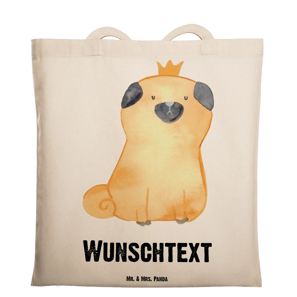 Personalised tote bag pug Crown