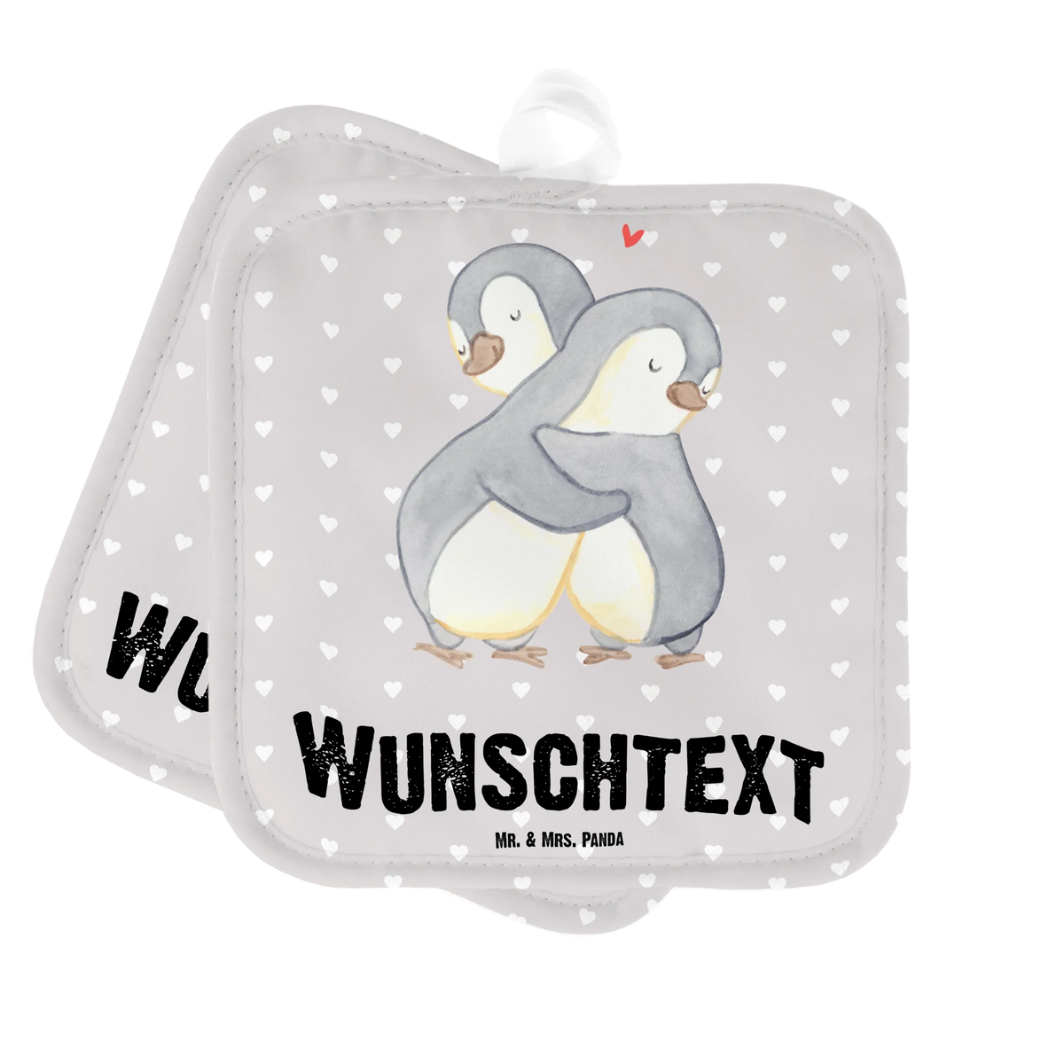 Personalisierte Topflappen Pinguine Kuscheln