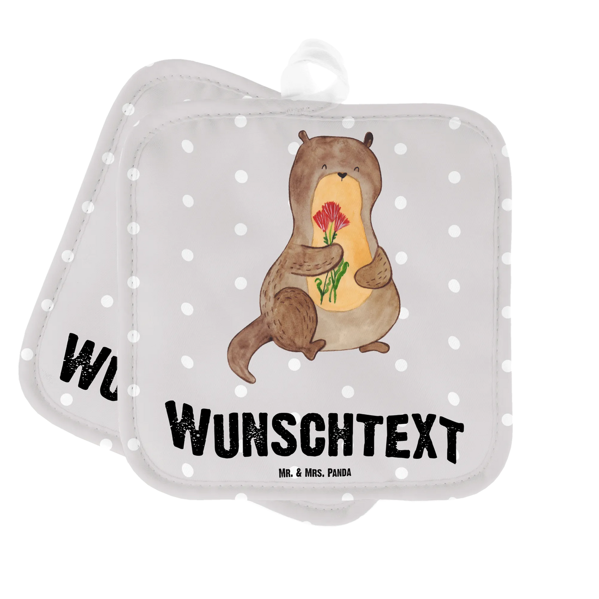 Personalisierte Topflappen Otter Blumenstrauß Topflappen selbst gestalten, Topflappen bedrucken, Personalisierte Topflappen, Topflappen mit Namen, Küchenaccessoires personalisiert, Topfhandschuhe mit Namen, Personalisierte Topfhandschuhe, Küchenzubehör personalisiert, Küchentextilien personalisiert, Topfhandschuhe personalisiert, Topflappen Personalisiert, Topflappen Set Personalisiert, Otter, Fischotter, Seeotter, Otter Seeotter See Otter