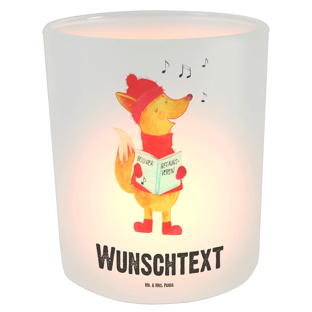 Personalised lantern Fox Singer Winter, Christmas, Christmas time, snow