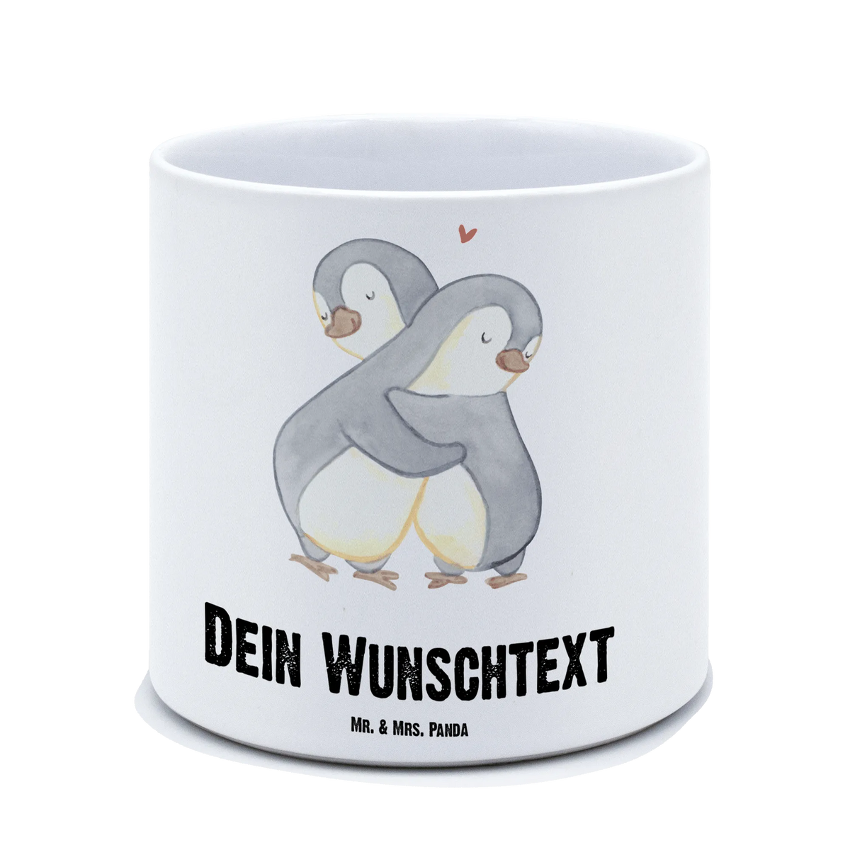 Personalisierter XL Blumentopf Pinguine Kuscheln