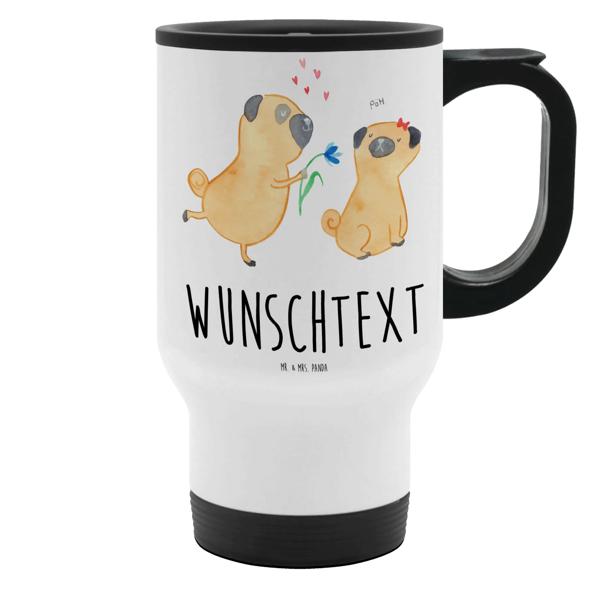 Personalisierter Thermobecher Mops Verliebt