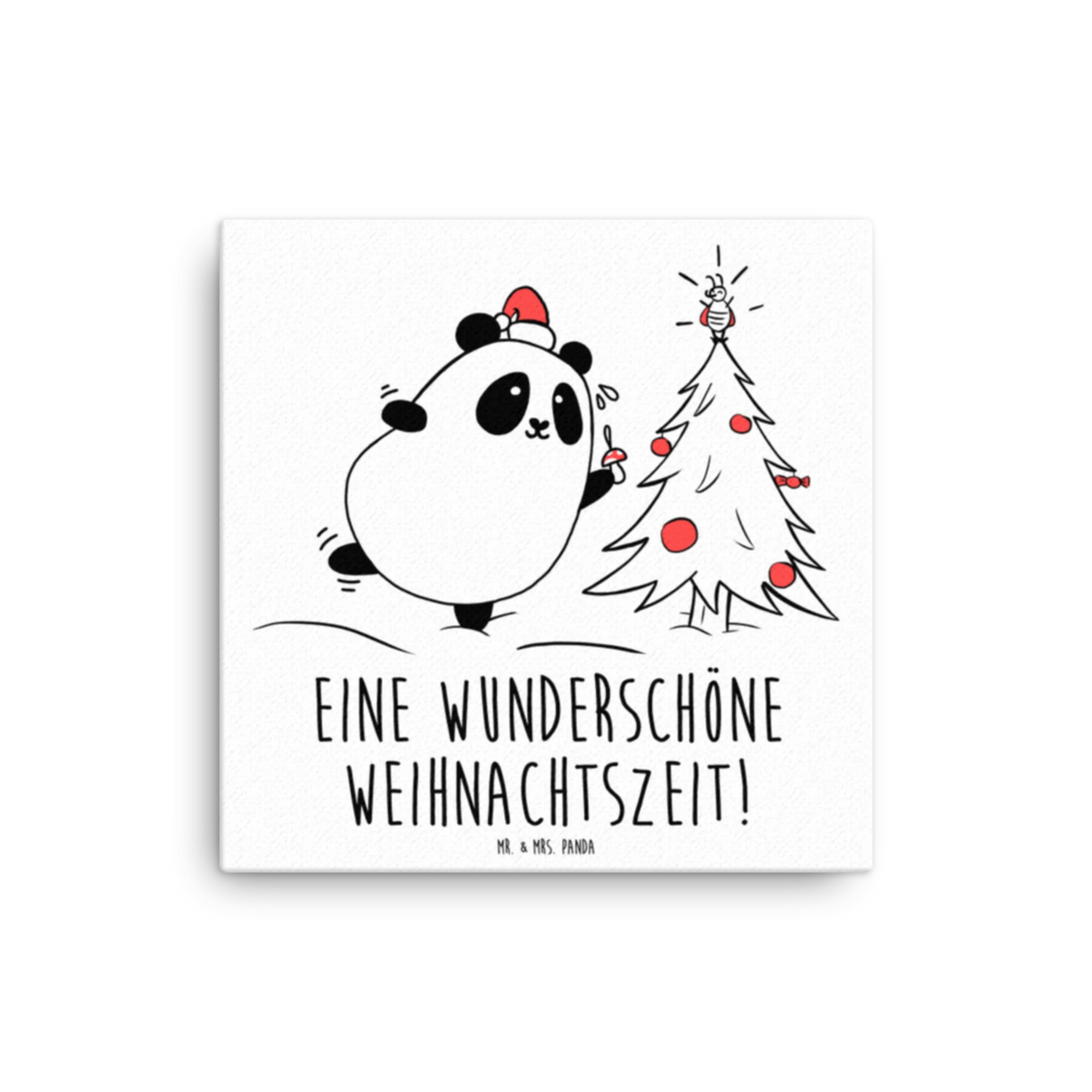Leinwand Bild Panda Weihnachtszeit Kunstdruck, Leinwand
