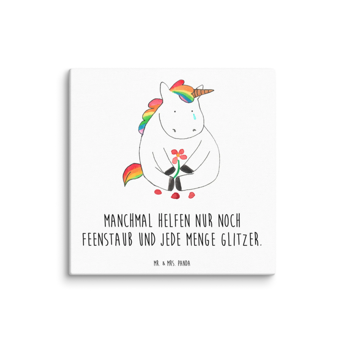 Leinwand Bild Einhorn Traurig Kunstdruck, Leinwand, Unicorn, Einhorn, Einhörner, Einhorn Deko, Glitzer, Trösten. Freundschaft, Liebe, Trauer, Grußkarte, Blume, Freunde
