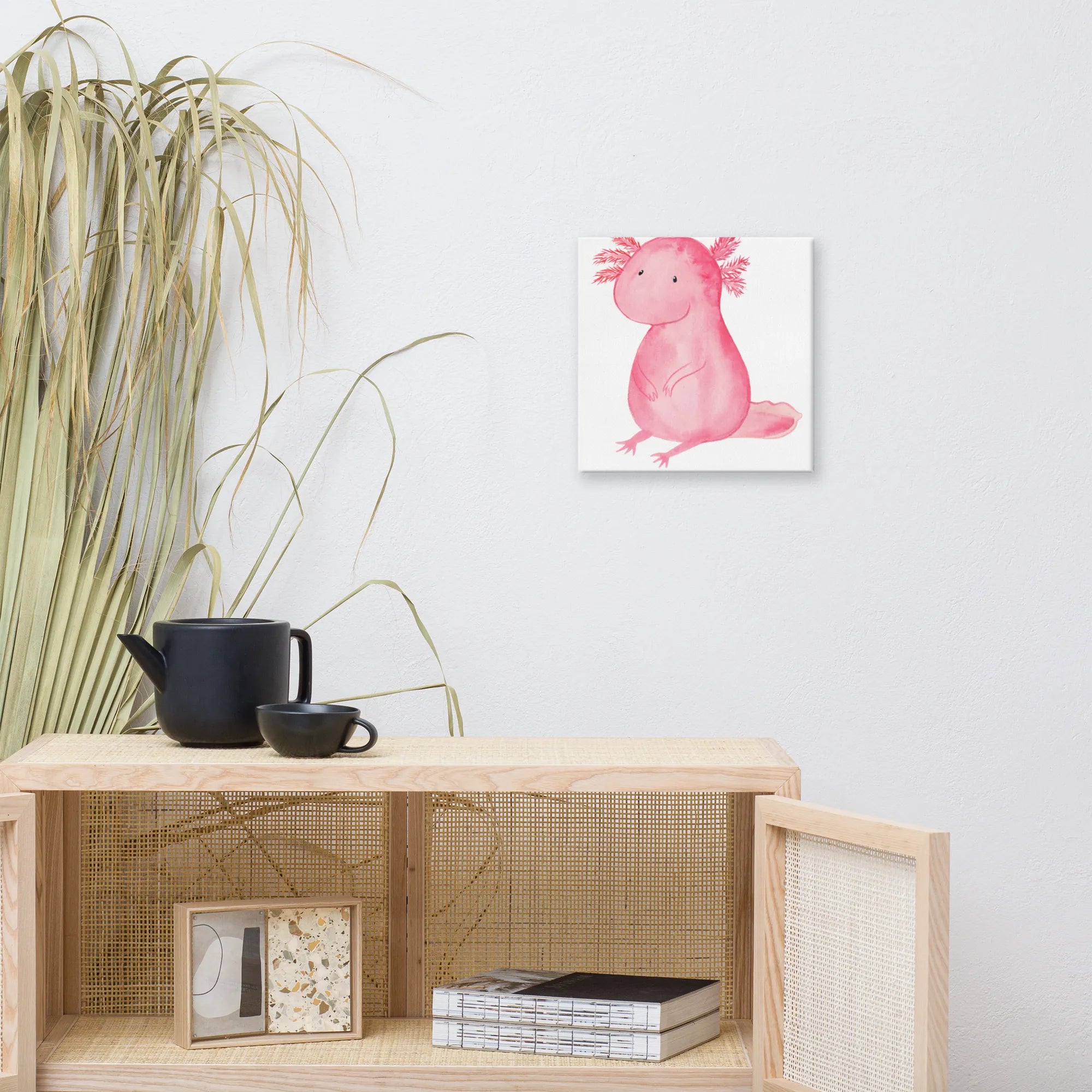 Leinwand Bild Axolotl Niedlich Leinwand, Kunstdruck, Molch, Axolotl, Axolot, Liebe, Lebensweisheit, Fröhlich, Lebensstil, Freundin, Weisheit, Vergnügt, Zufrieden