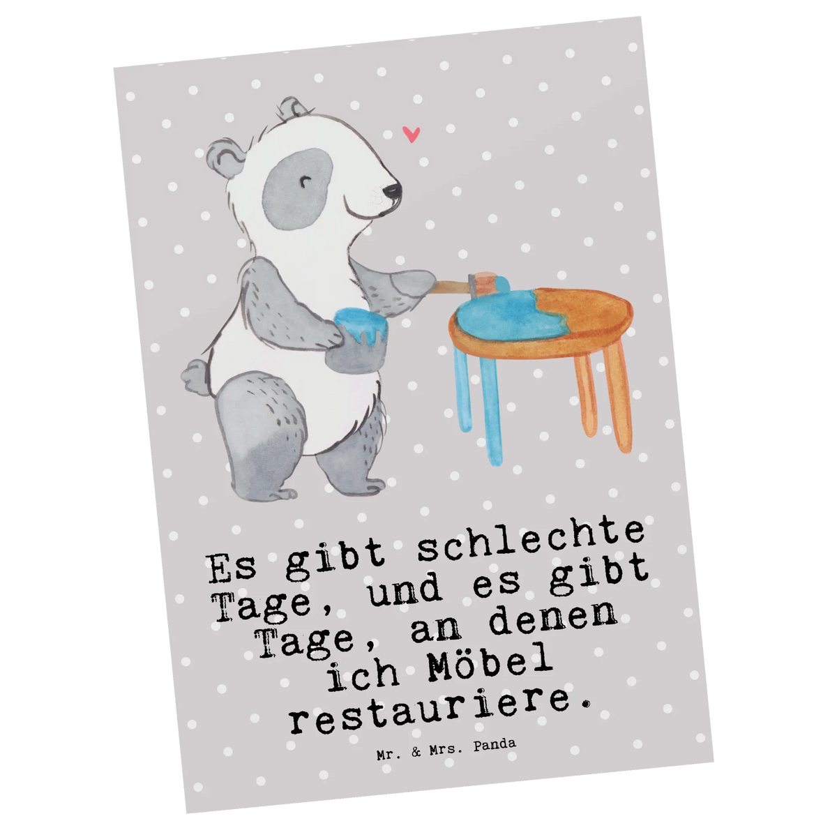 Postkarte Panda Möbel restaurieren