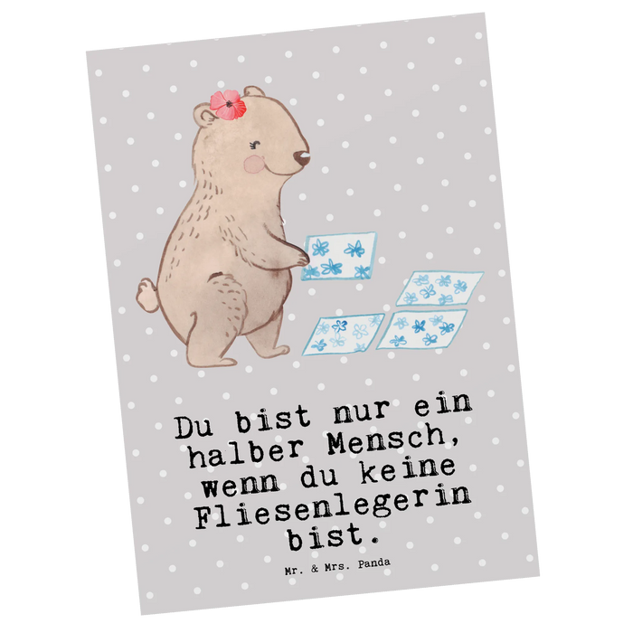 Postkarte Fliesenlegerin Herz