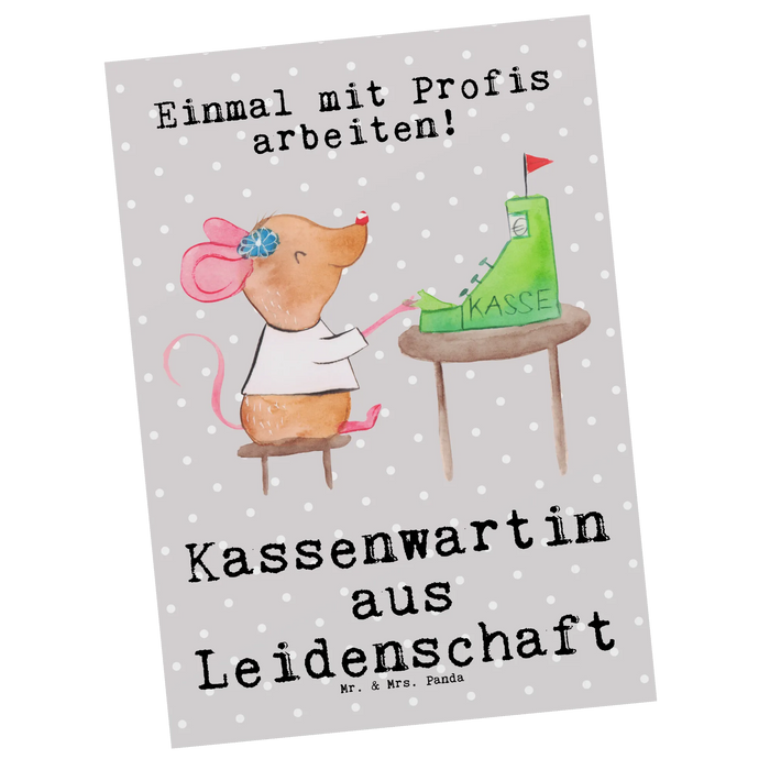 Postkarte Kassenwartin Leidenschaft