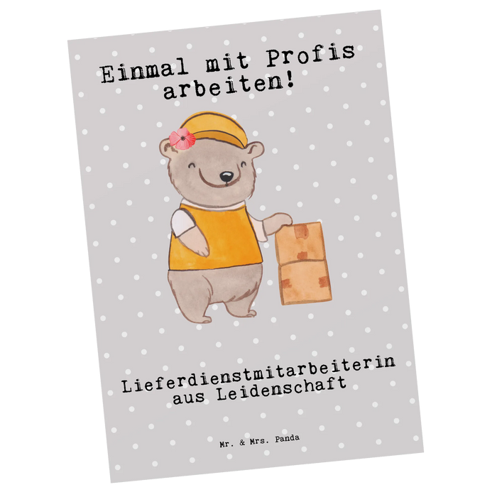 Postkarte Lieferdienstmitarbeiterin Leidenschaft
