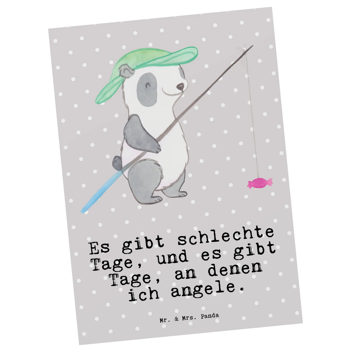 Postkarte Panda Angeln