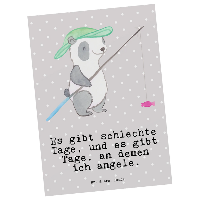 Postkarte Panda Angeln