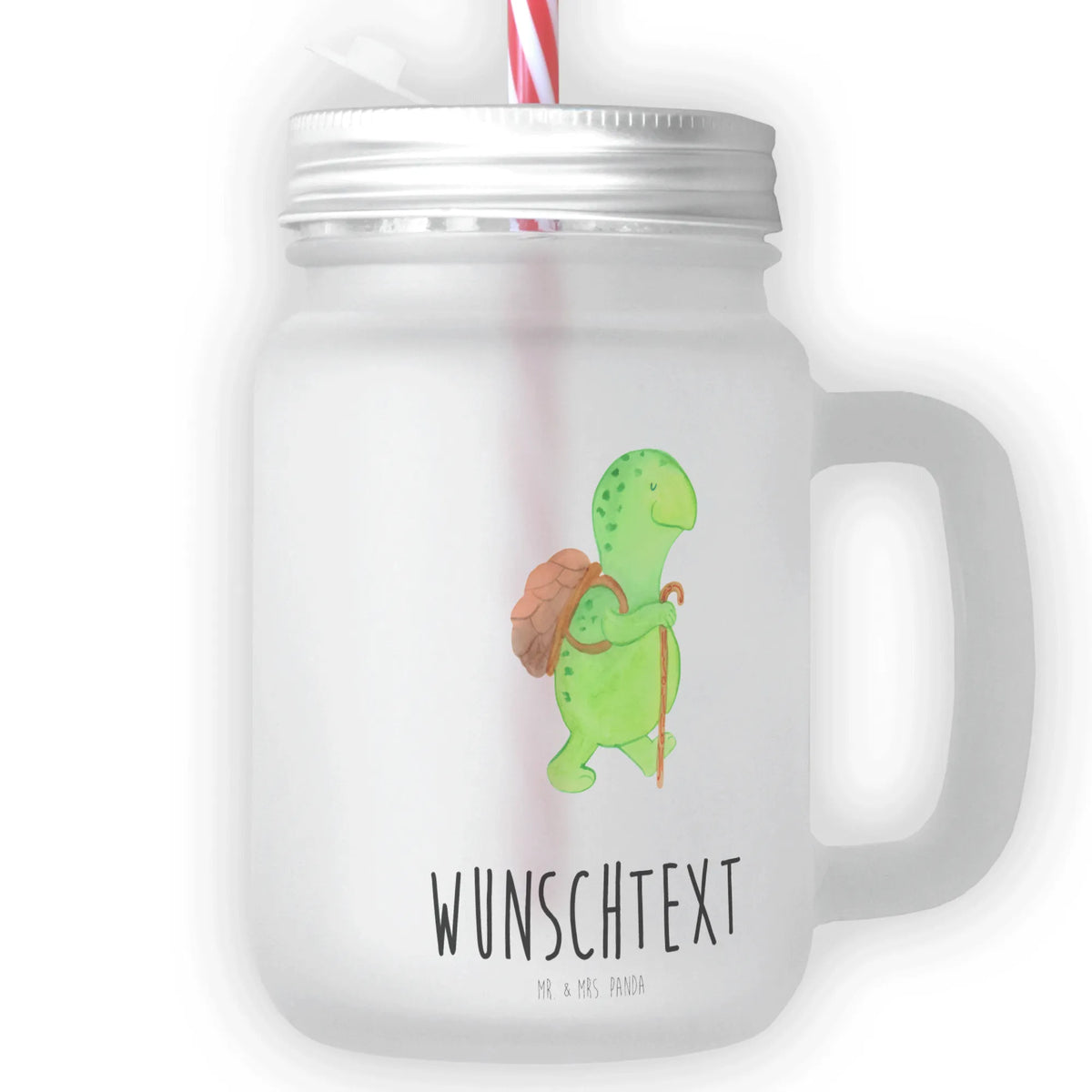 Personalised mason jar drinking glass tortoise walker