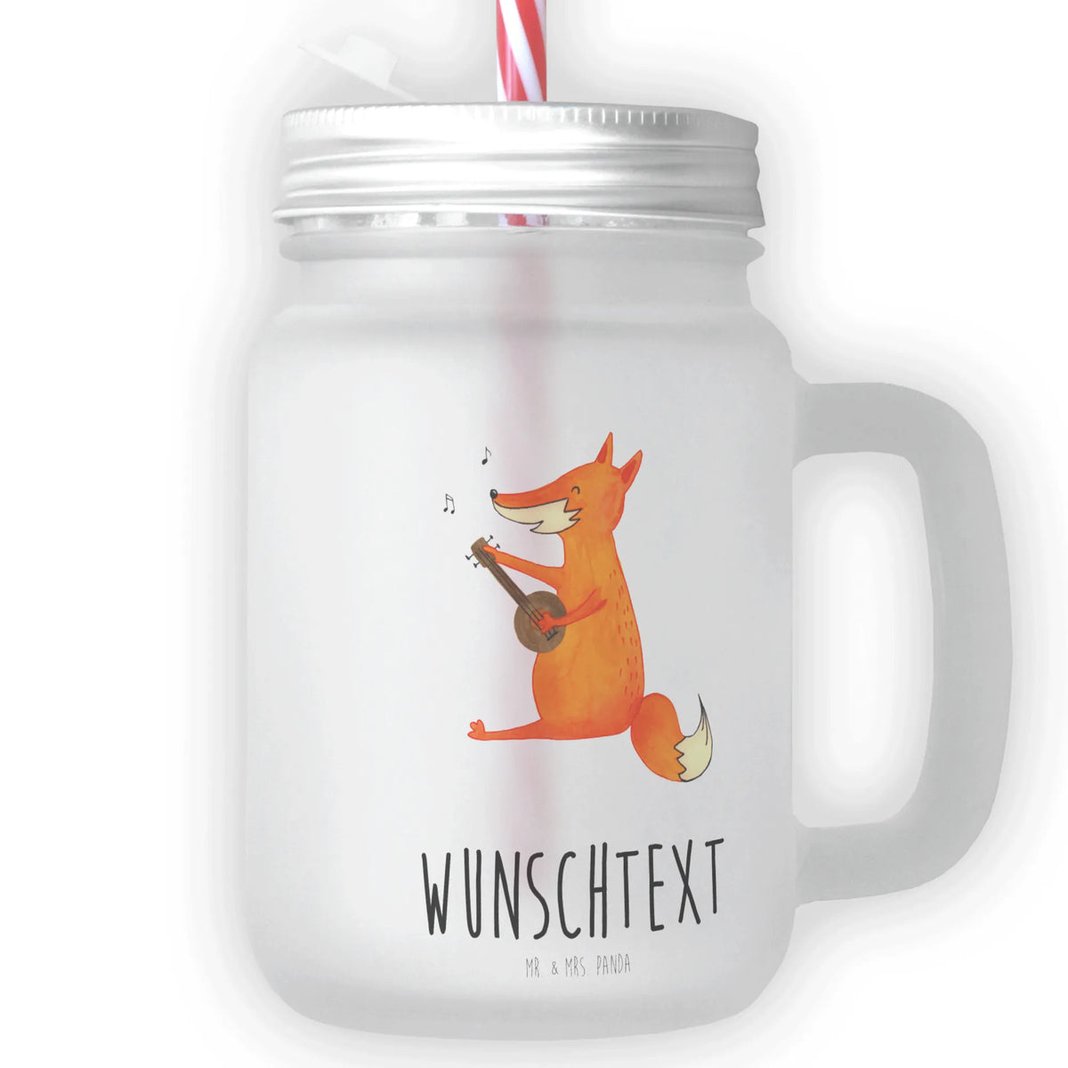 Personalisiertes Trinkglas Mason Jar Fuchs Gitarre
