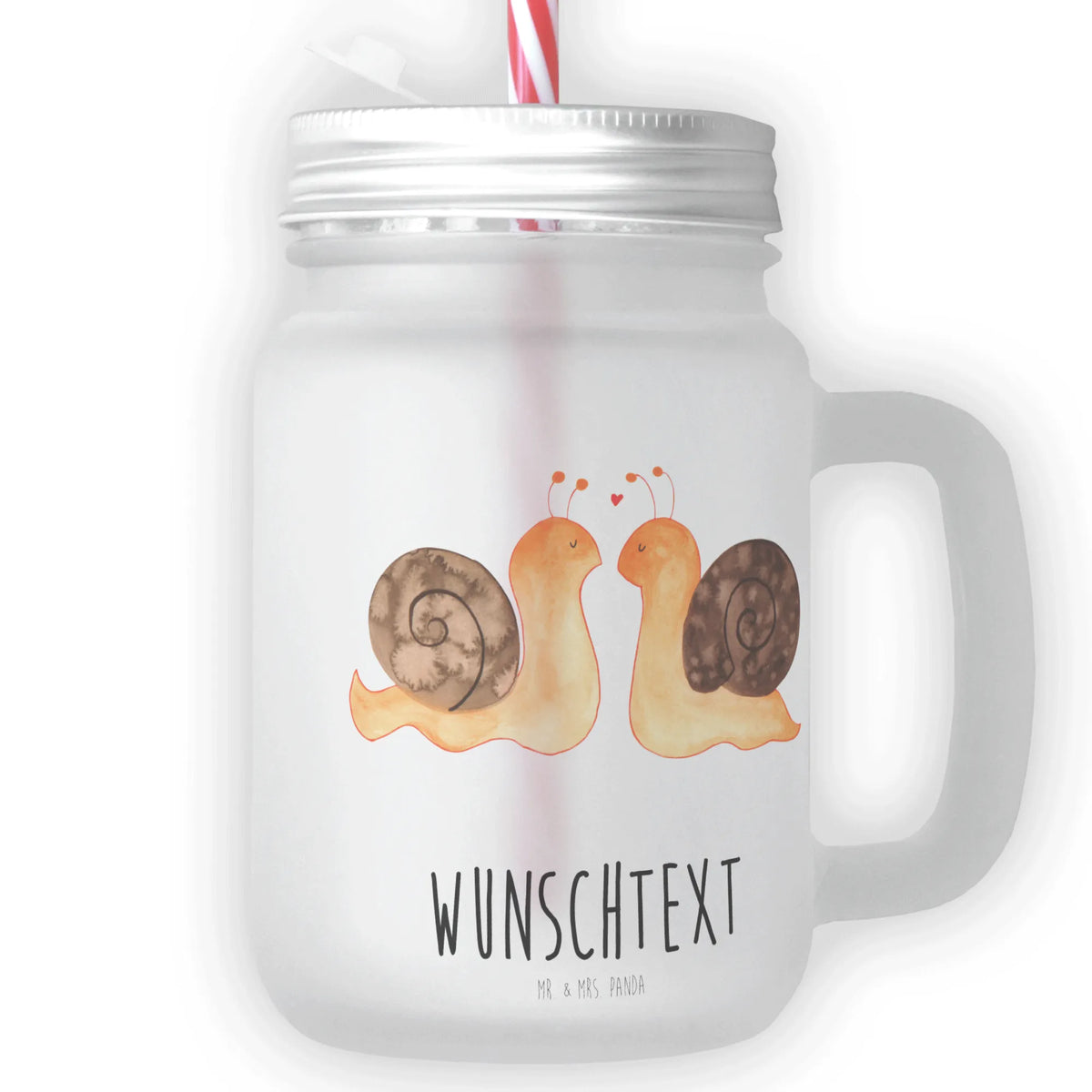 Personalisiertes Trinkglas Mason Jar Schnecken Liebe