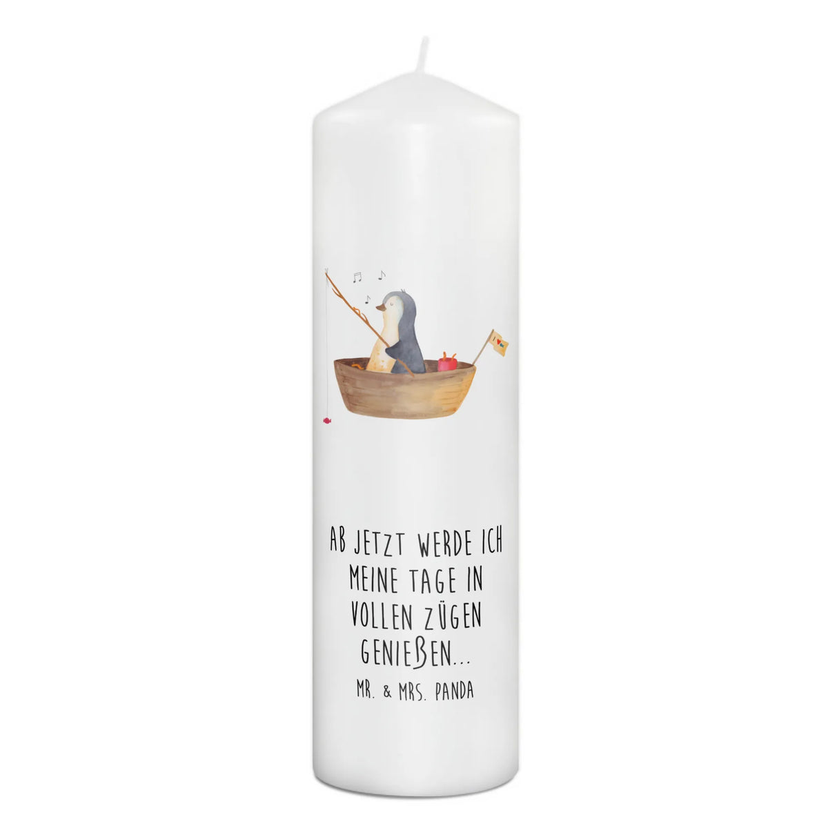 Kerze Pinguin Angelboot Wachskerze, Erinnerungskerze, Erinnerungslicht, Bedruckte Kerze, Zylinderkerze, Blockkerze, Stumpenkerze, Kerze, Pinguin, Genießen, Lebenslust, Geschenkidee Liebeskummer, Angelboot, Pinguine, Scheidung, Leben, Angeln, Boot, Neustart, Neuanfang, Motivation, Trennung