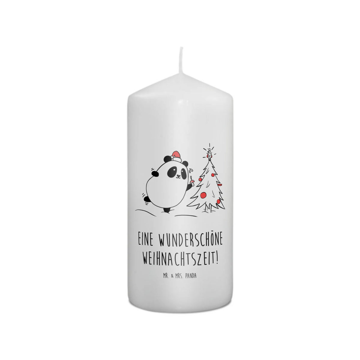 Candle Panda Christmas Time Erinnerungskerze, Wachskerze, Bedruckte Kerze, Blockkerze, Stumpenkerze, Kerze, Zylinderkerze, Erinnerungslicht