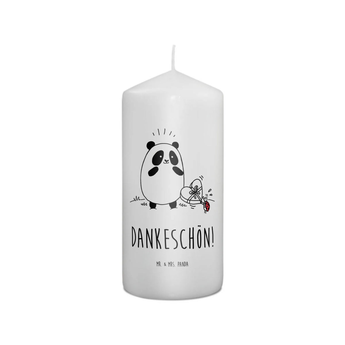 Candle Panda Thank you Erinnerungskerze, Bedruckte Kerze, Stumpenkerze, Zylinderkerze, Erinnerungslicht, Wachskerze, Blockkerze, Kerze