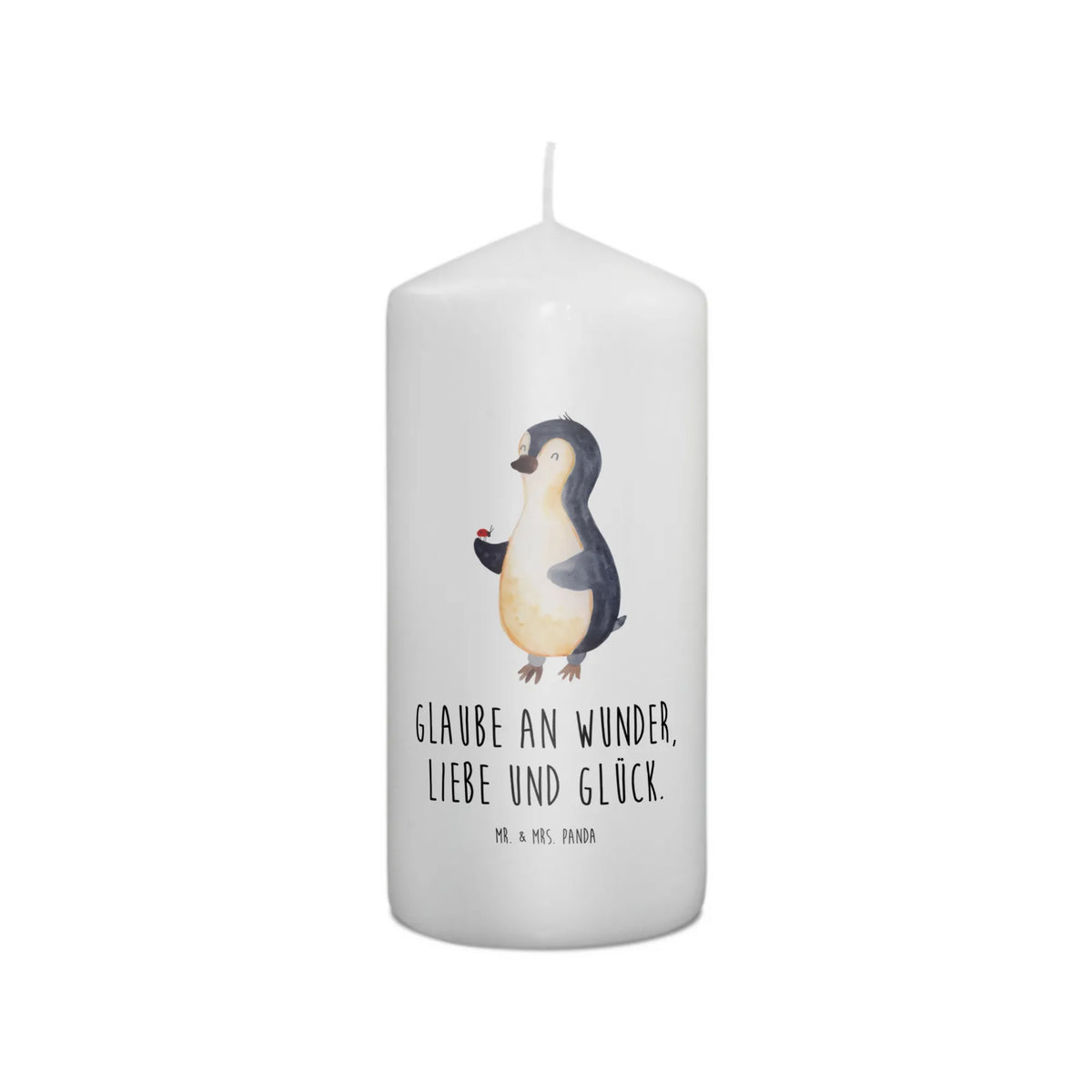 Kerze Pinguin Marienkäfer Zylinderkerze, Erinnerungslicht, Bedruckte Kerze, Blockkerze, Wachskerze, Kerze, Stumpenkerze, Erinnerungskerze, Pinguin, Marienkäfer, Lebensfreude, Glück, Pinguine, Liebe, Wunder, Freude