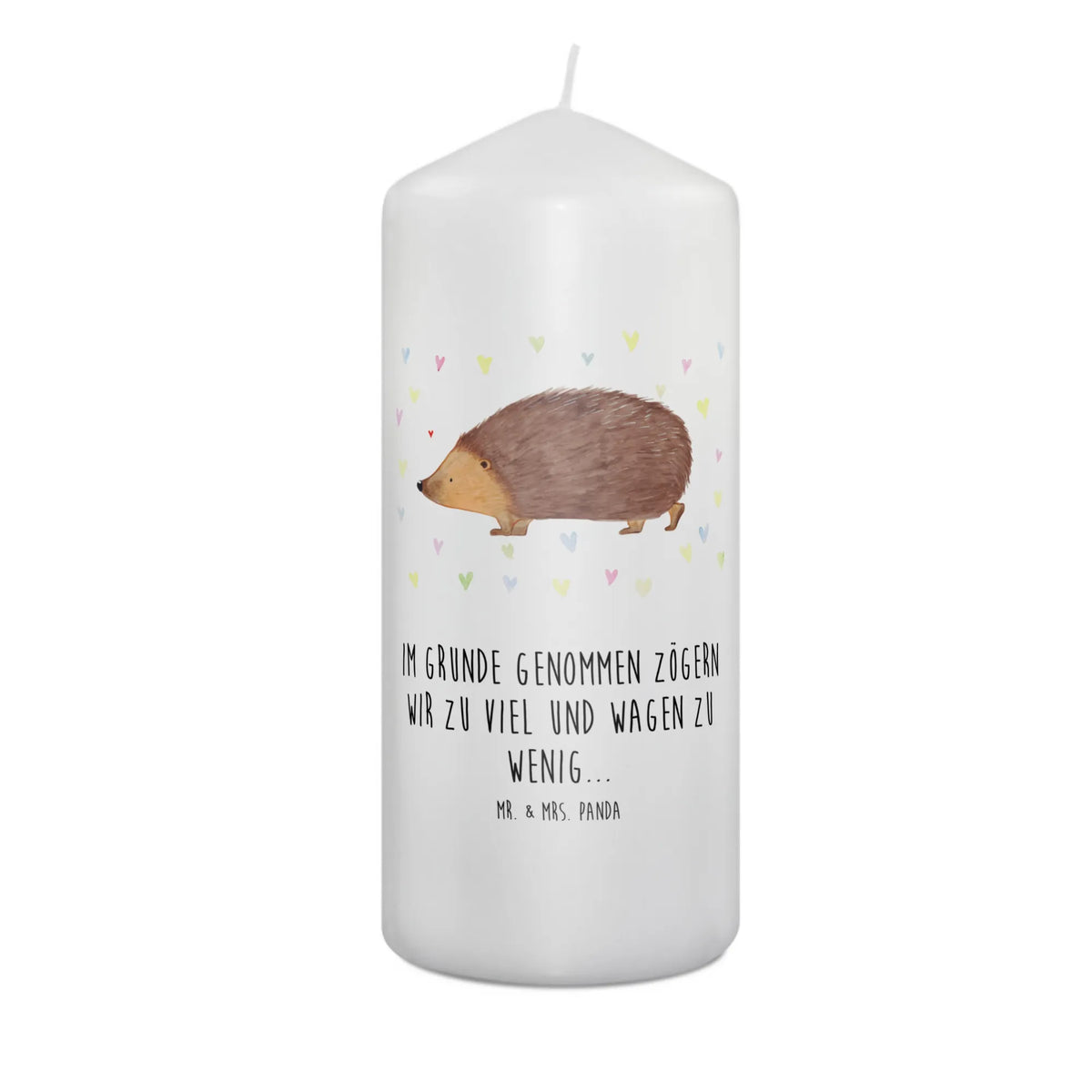 Candle Hedgehog hearts Erinnerungslicht, Wachskerze, Erinnerungskerze, Kerze, Zylinderkerze, Bedruckte Kerze, Blockkerze, Stumpenkerze, Gute Laune, Tiermotive, Tiere, Lustige Sprüche, Leben, Herz, Herzen, Liebe, Vertrauen, Igel, Kuss