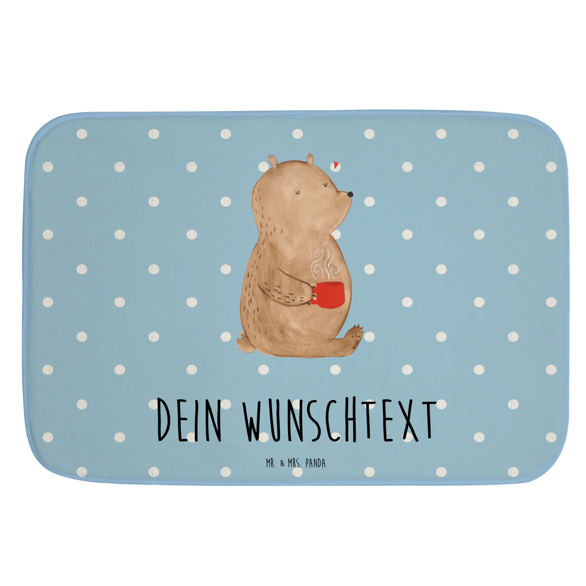 Personalised bath mat bear Coffee teddy bear, cuddly toy, conquer the world, good morning, bears, morning routine, save the world