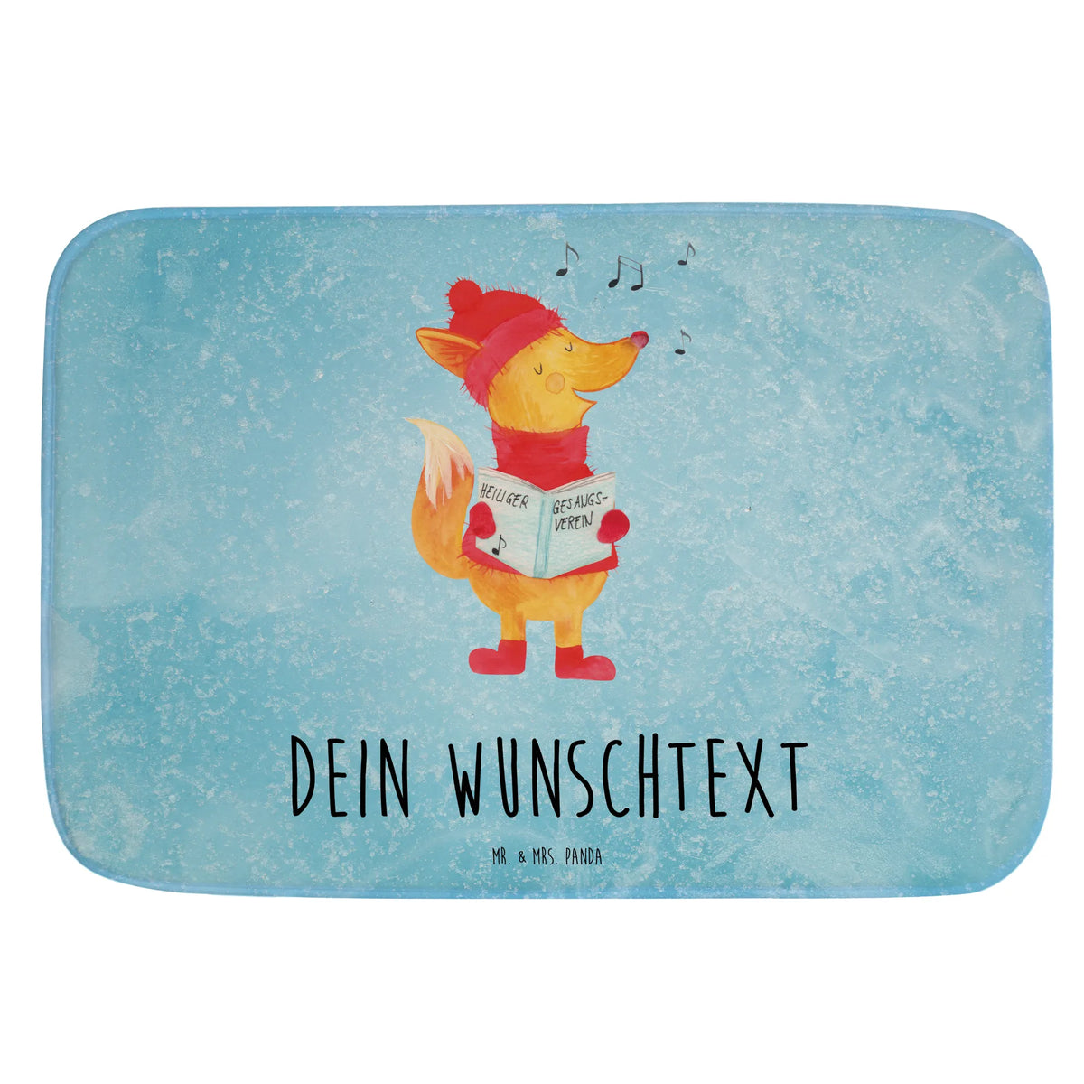 Personalised bath mat Fox Singer Christmas time, snow