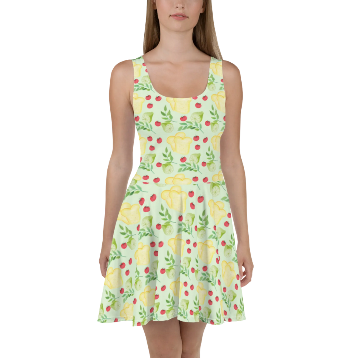 Sommerkleid Küchenmagie Design Shirtkleid, Stretchkleid, Minikleid, Damen-Sommerkleid, A-Linien-Kleid, Jerseykleid, Ausgestelltes Kleid, Kurzes Sommerkleid, Damenkleid, Sommerkleid, Urlaubskleid, Freizeitkleid, Kurzes Kleid, Skaterkleid, Swingkleid, Strandkleid, Luftiges Sommerkleid, Kleid, Leichtes Sommerkleid, Kochen, Kräuter, Küchenliebe, Aquarell, Toastbrot, Tomaten, Küche, Muster, Küchenmuster, Limette
