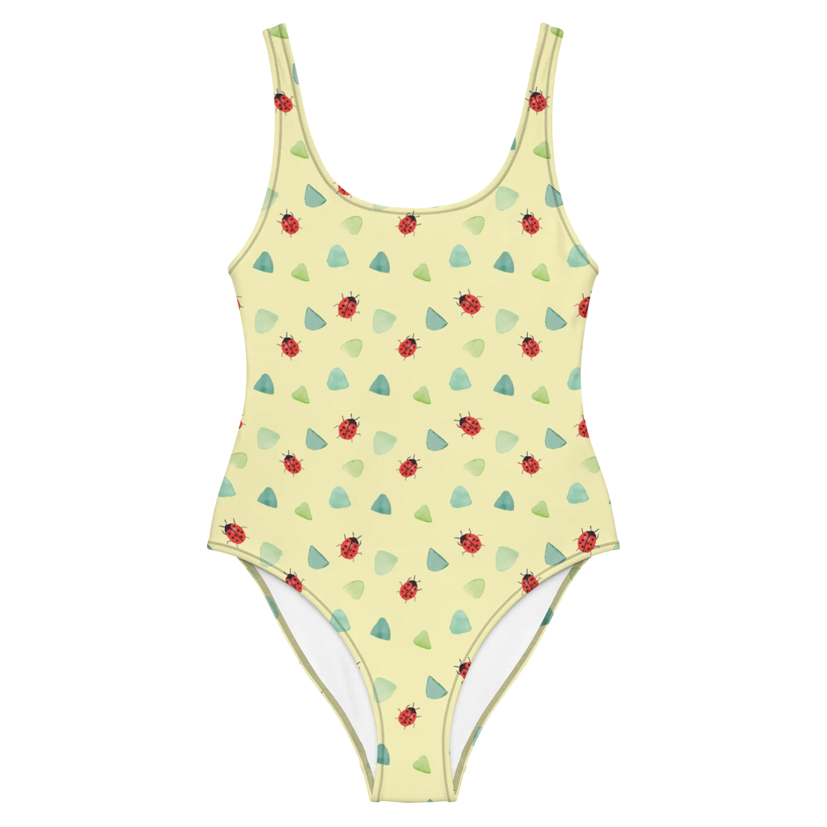 Swimsuit Ladybug Design Luxus-Badeanzug, Badedress, Strandmode, Einteiliger Badeanzug, Beachwear, Schwimmkostüm, Swimsuit, Badeanzug, Badebekleidung, Schwimmbekleidung, Schwimmanzug, Bademode, Badeoutfit, Badekostüm, Schwimmdress, Damen-Einteiler, Damenbadeanzug, Damen-Badeanzug, Sonnenschutz-Badeanzug, Rückenfreier Badeanzug, Bade-Einteiler, UV-Badeanzug, Shape-Badeanzug, Marienkäfer, Grüne Punkte, Aquarell, Niedlich, Verspielt, Muster