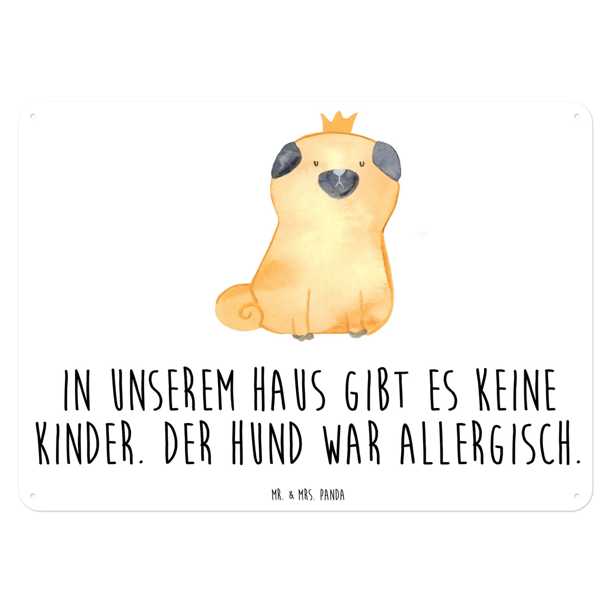 Blechschild Mops Krone