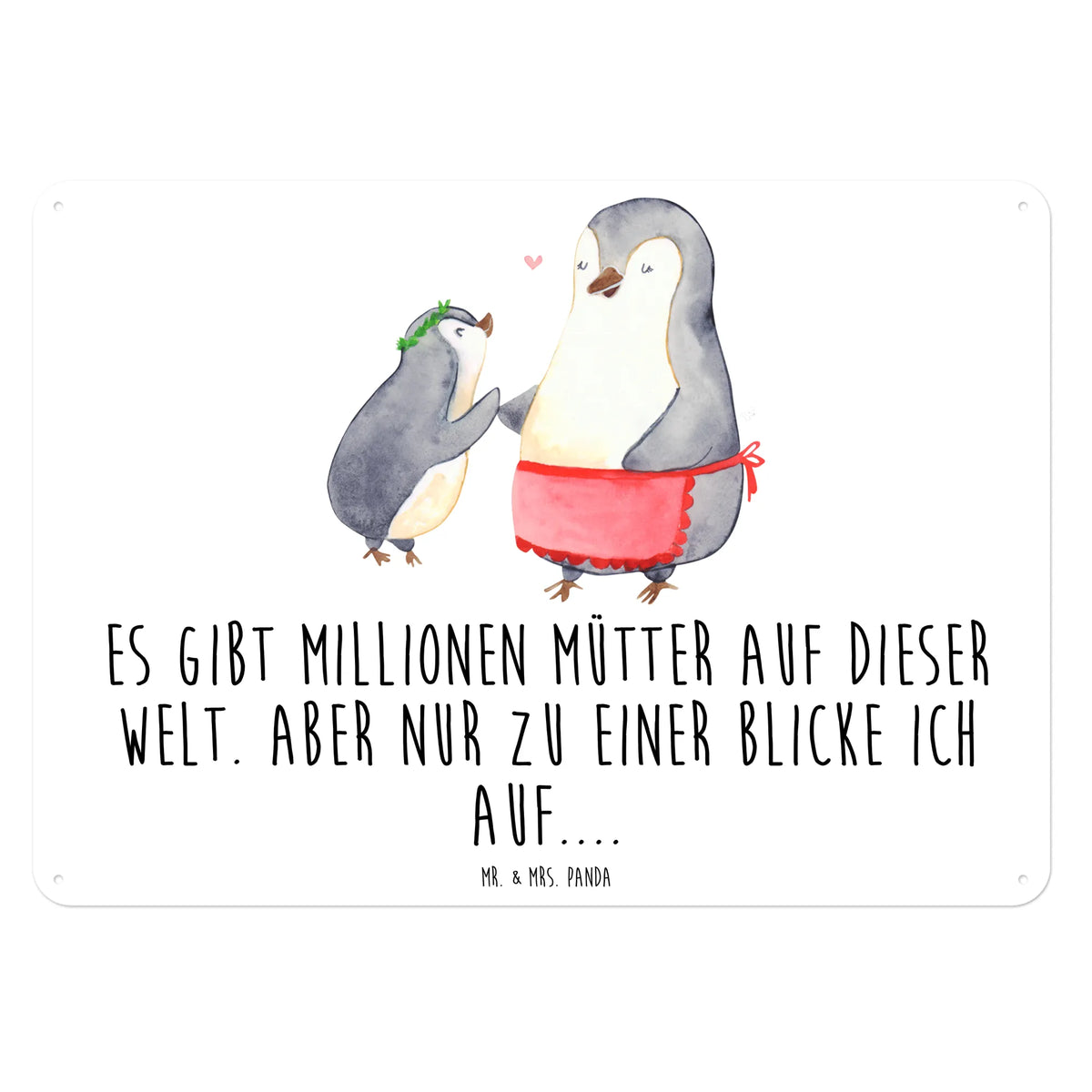 Blechschild Pinguin mit Kind